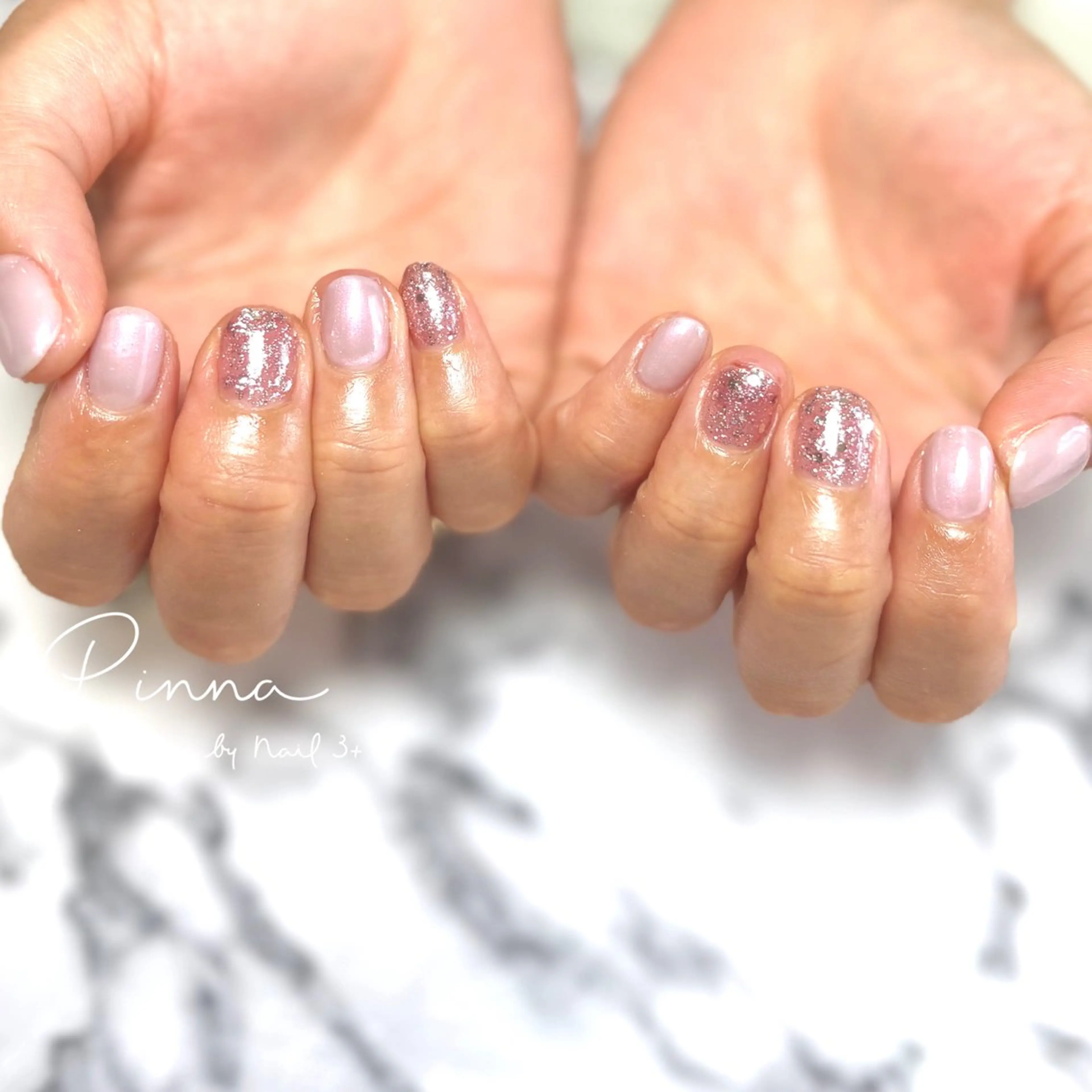 ネイル ラメ(グリッター) ピンク Pinna by nail3+所属・Mayu 🌷🦋のネイルデザイン