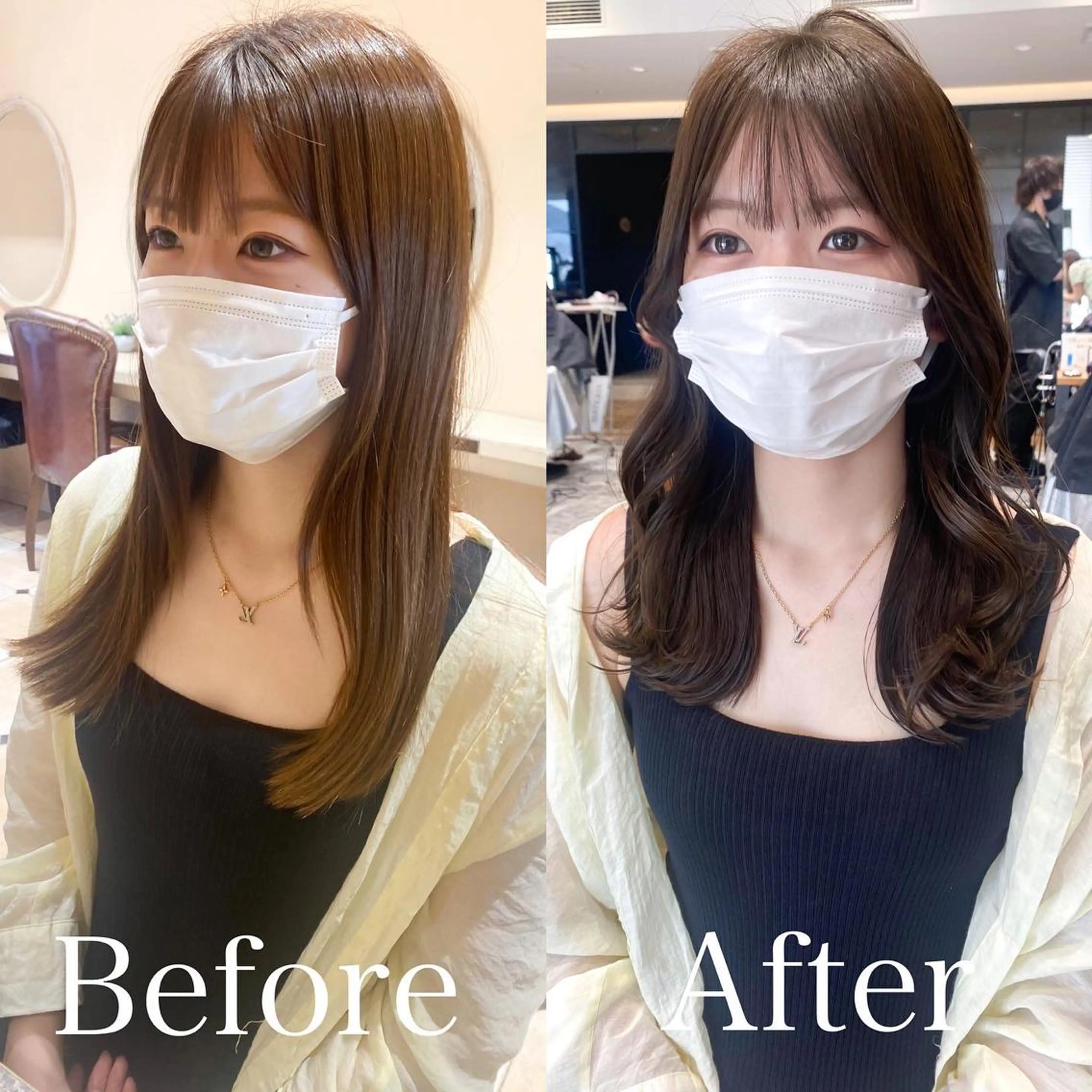 セミロング カラー ベージュカラー ブラウンカラー ブラウンベージュ くびれヘア 顔周りカット カット ヘアカラー トリートメント 顔周り/くびれヘア 韓国ヘア💕風間るなのヘアスタイル