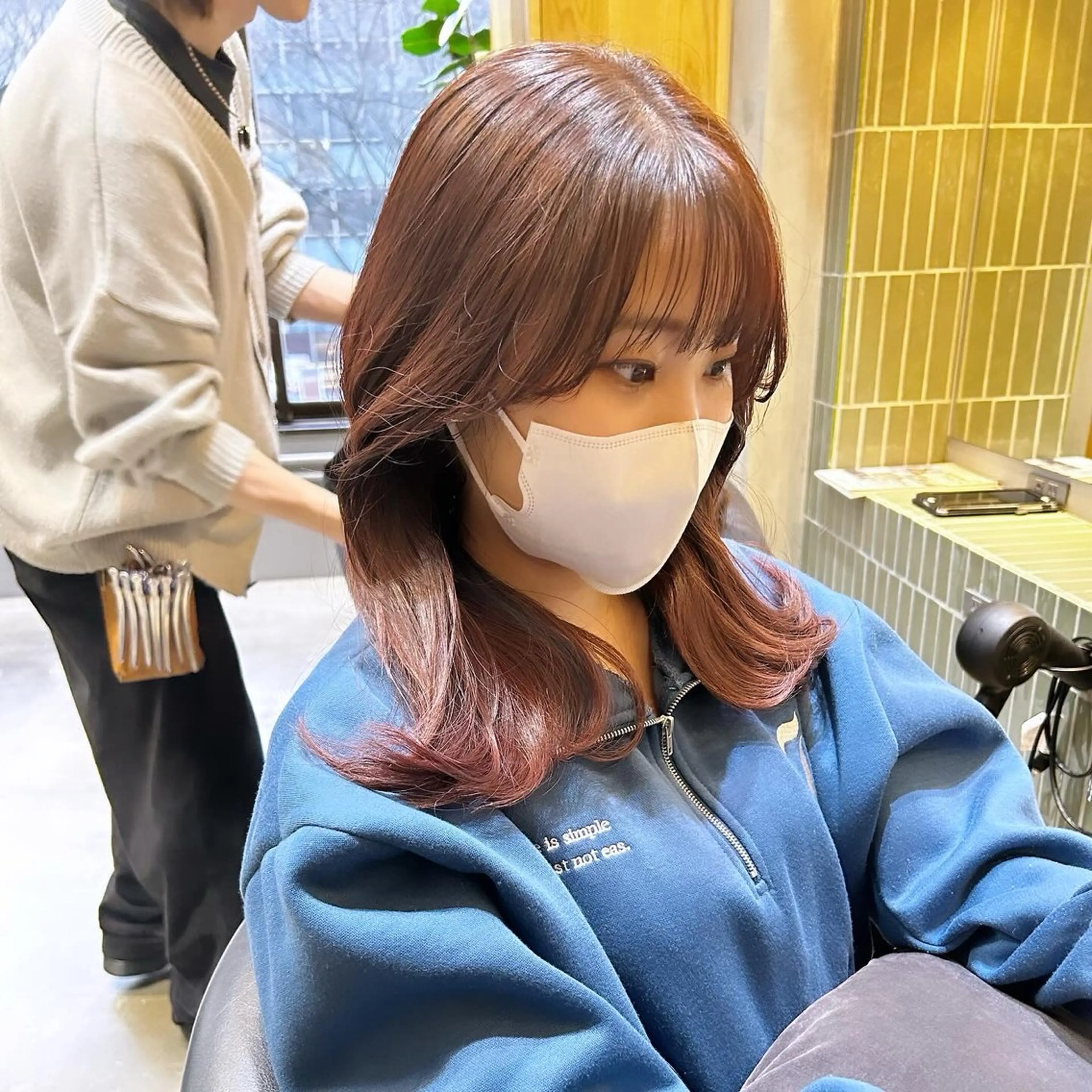 セミロング カラー 田中 励也 縮毛矯正のヘアスタイル