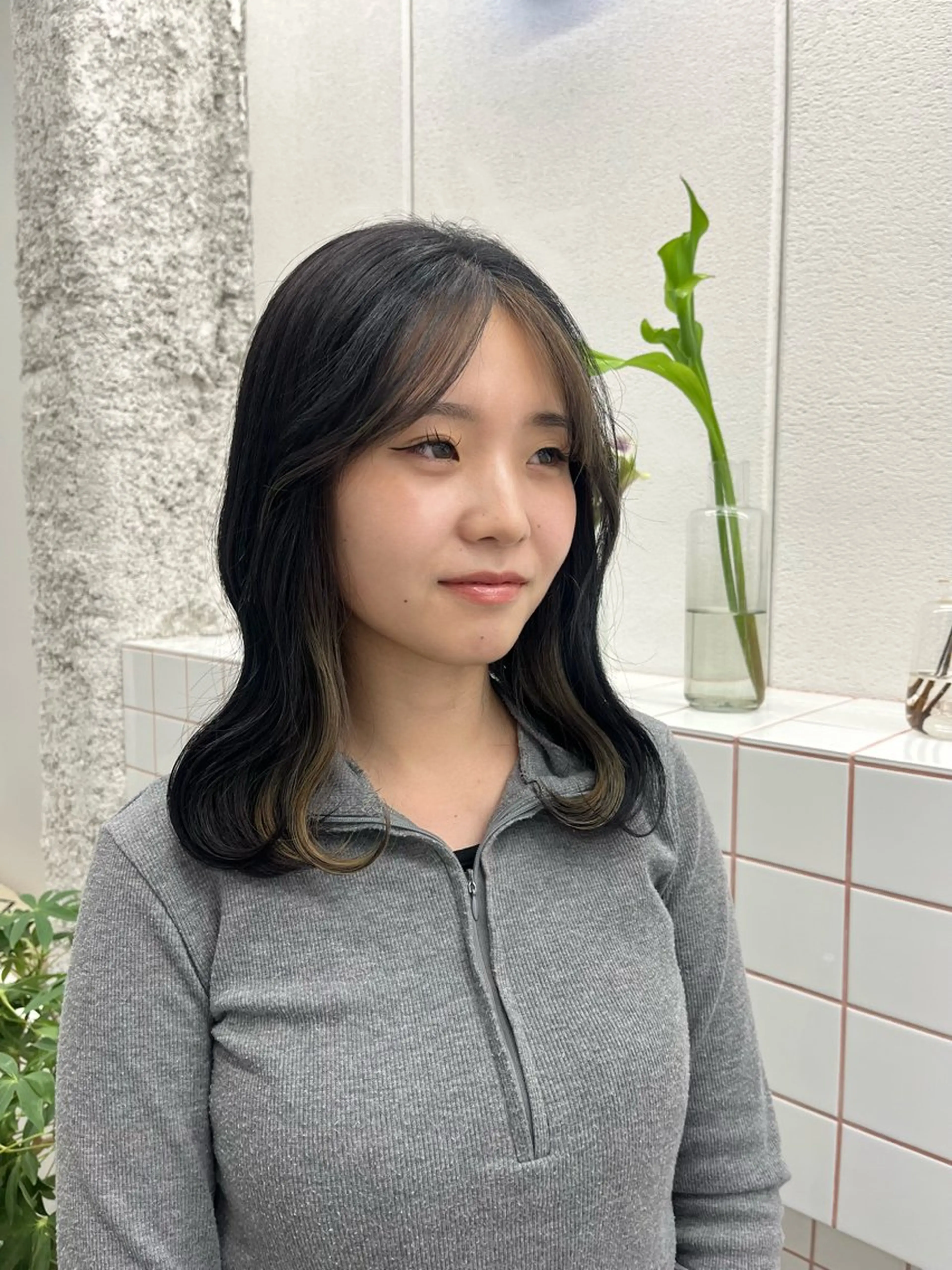 ミディアム カラー ヘアカラー トリートメント 🌼花屋併設🌼 木下奈々望のヘアスタイル