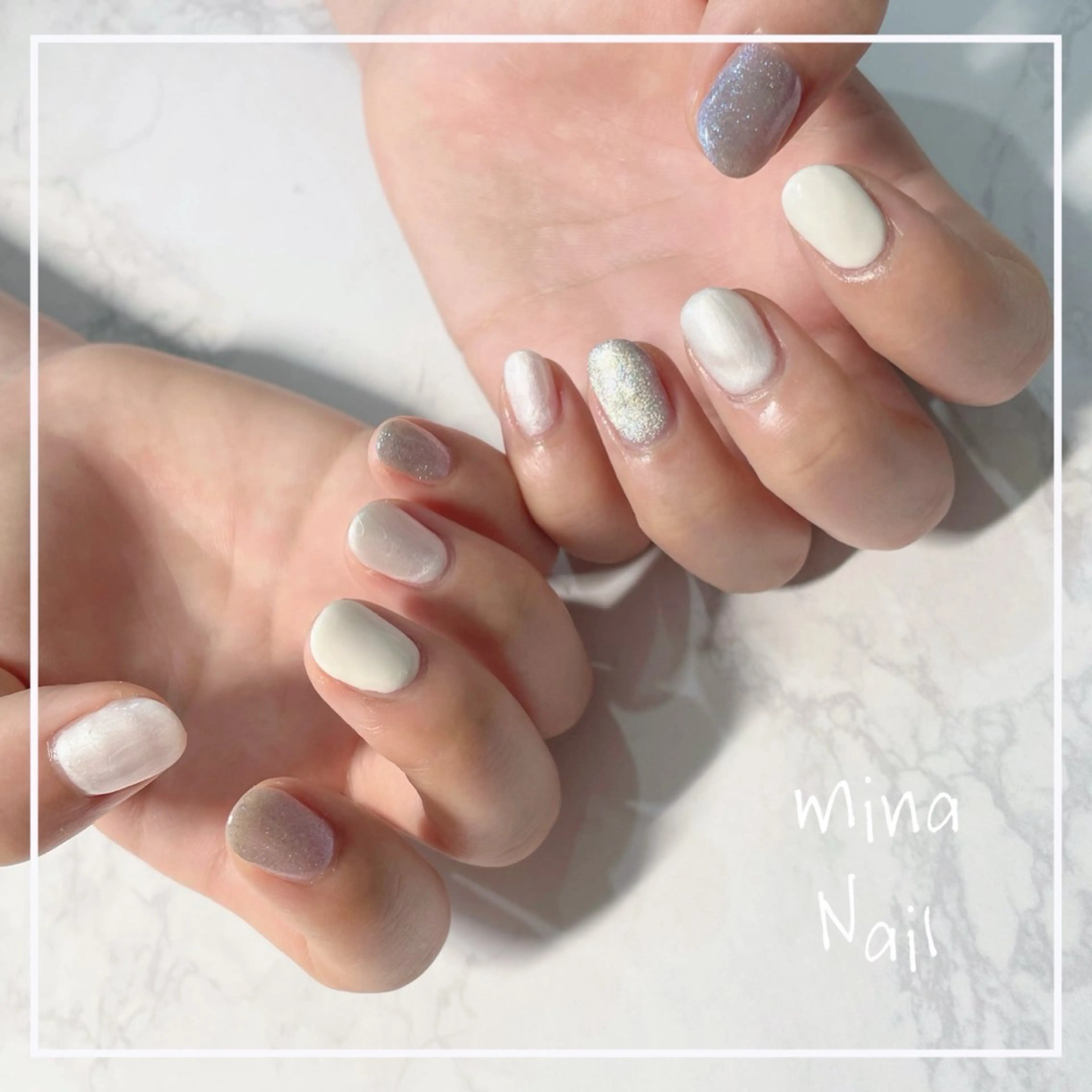 ネイル マグネットネイル ワンカラーネイル ホワイト mina Nailのネイルデザイン