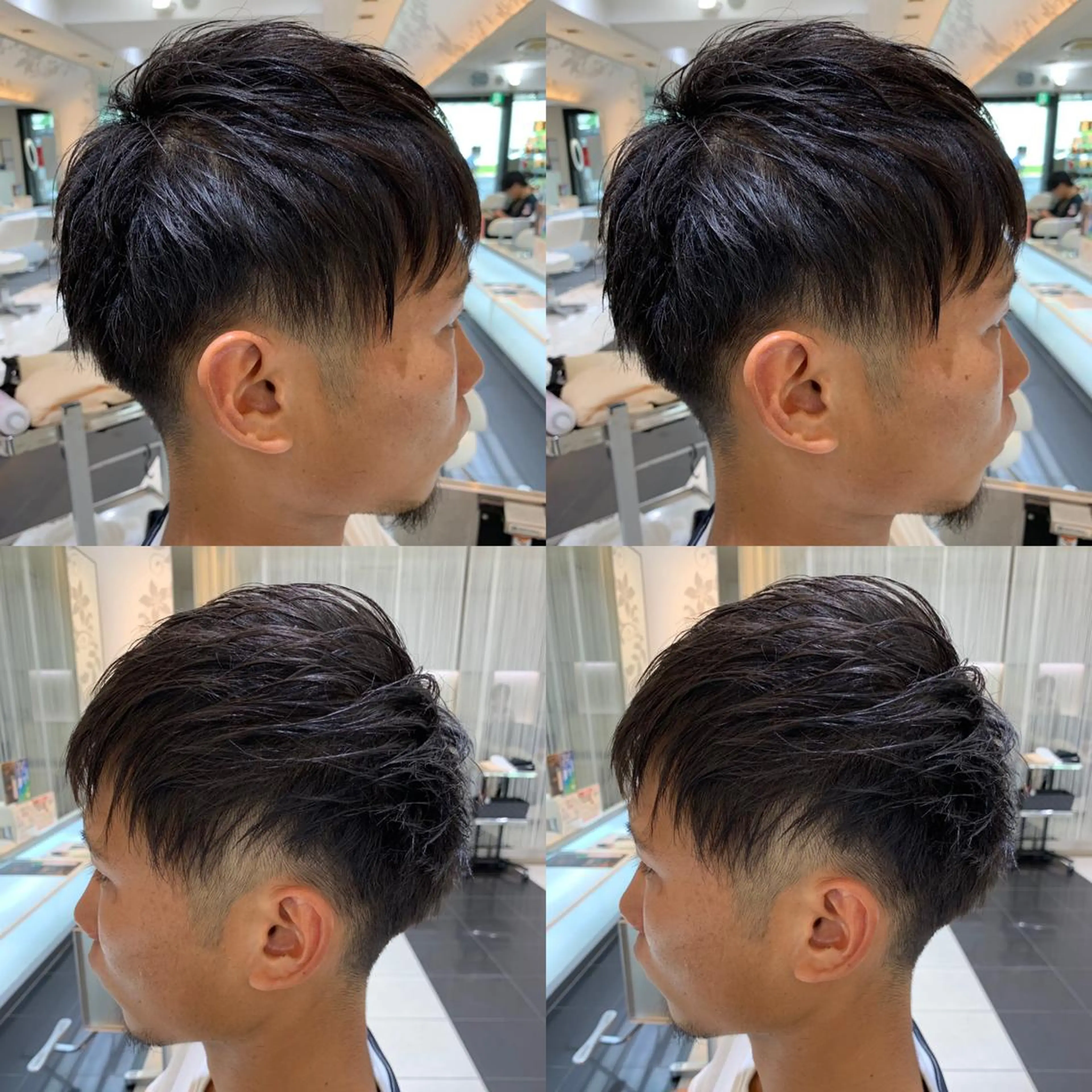 ショート パーマ メンズ マッシュ 刈り上げ 髪質改善 ダメージレスカラー /透明感カラー 上長のヘアスタイル