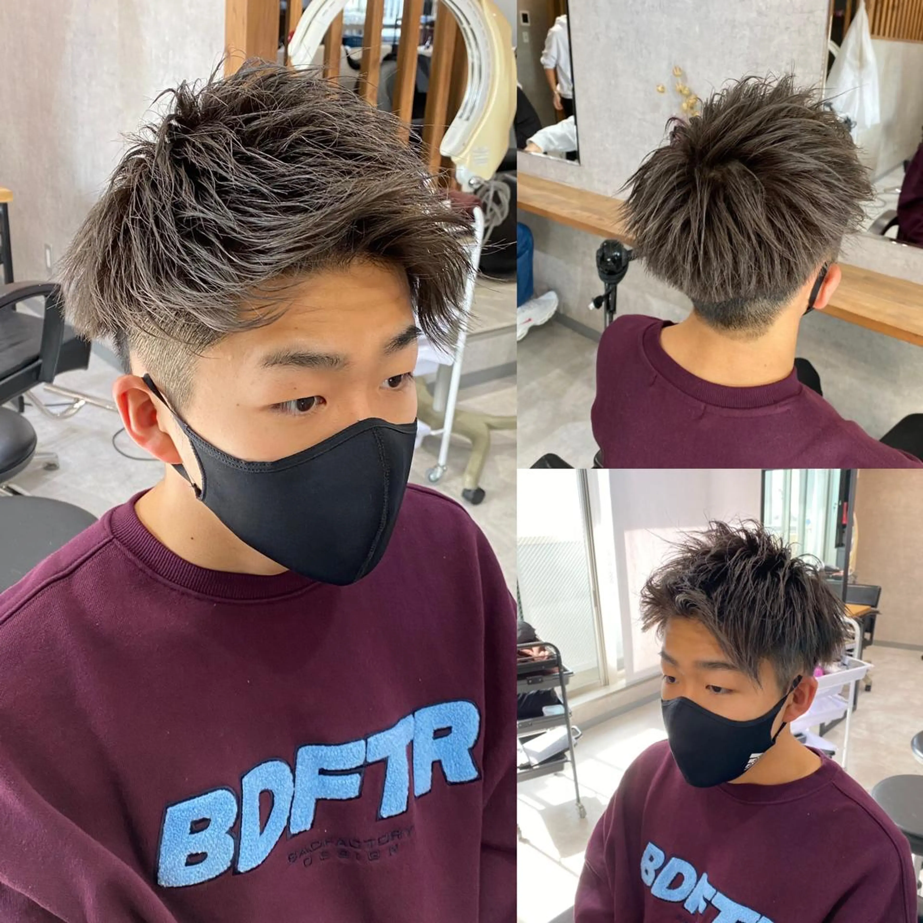 カラー メンズ アッシュ シルバー シルバーアッシュ R/🤎 パーマ&ブリーチ🔥のヘアスタイル