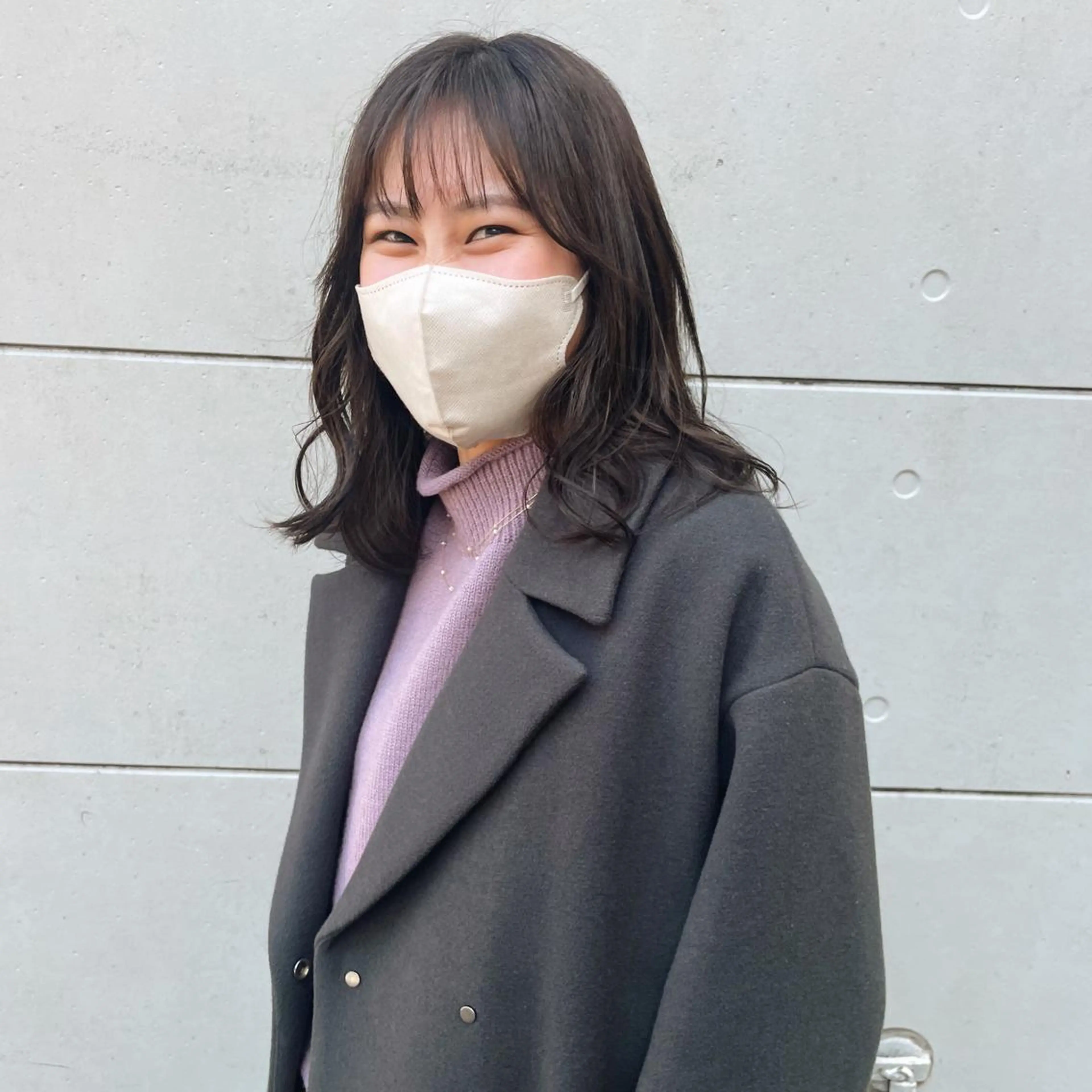 セミロング カラー ブリーチ 透明感カラー グレージュ ブリーチなしカラー カット トリートメント 高橋 みく/ minim 暖色のヘアスタイル