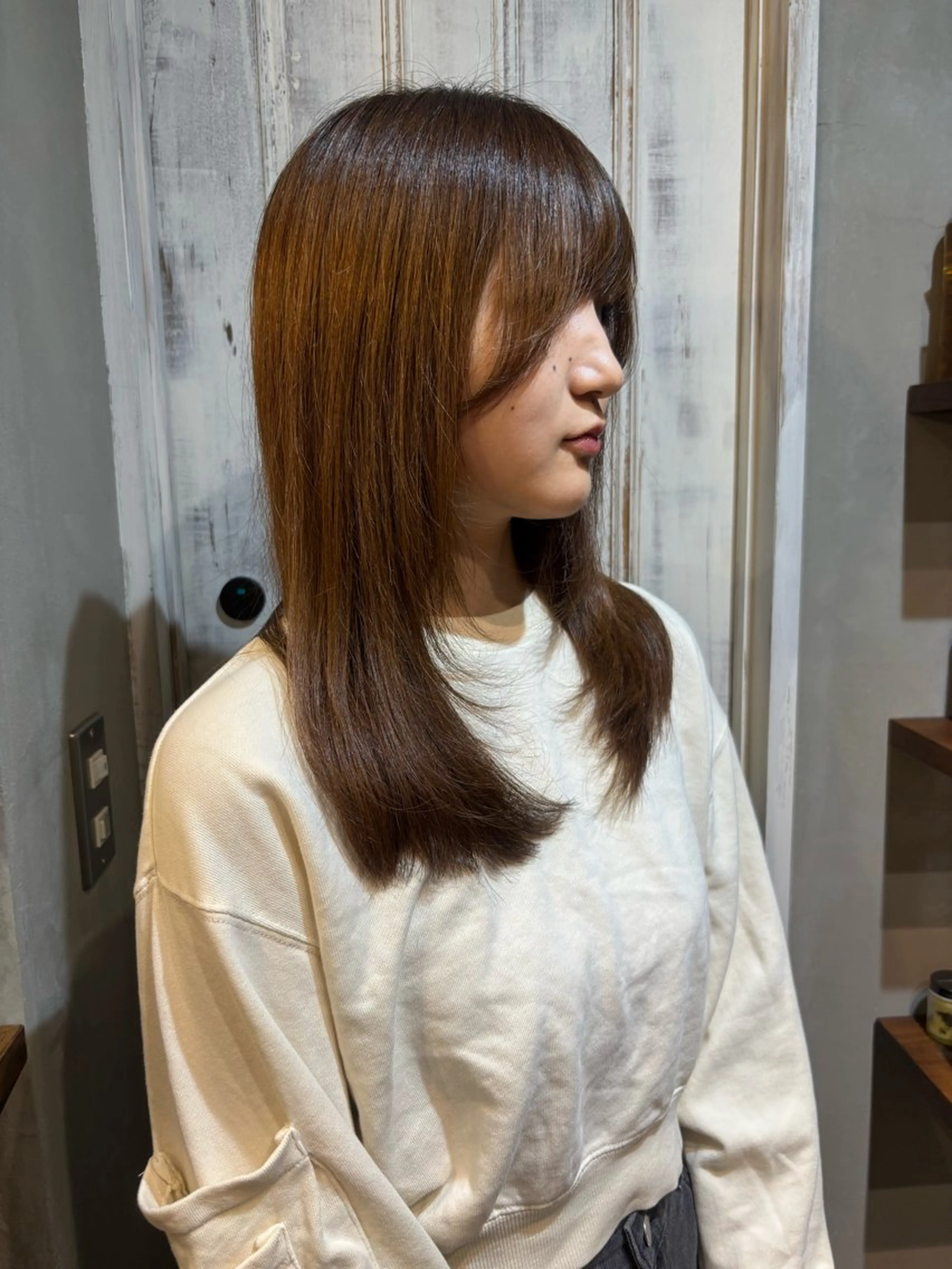 ロング 顔まわりレイヤー 顔周りカット レイヤーカット トリートメント カット saya 🧸 cut/colorのヘアスタイル