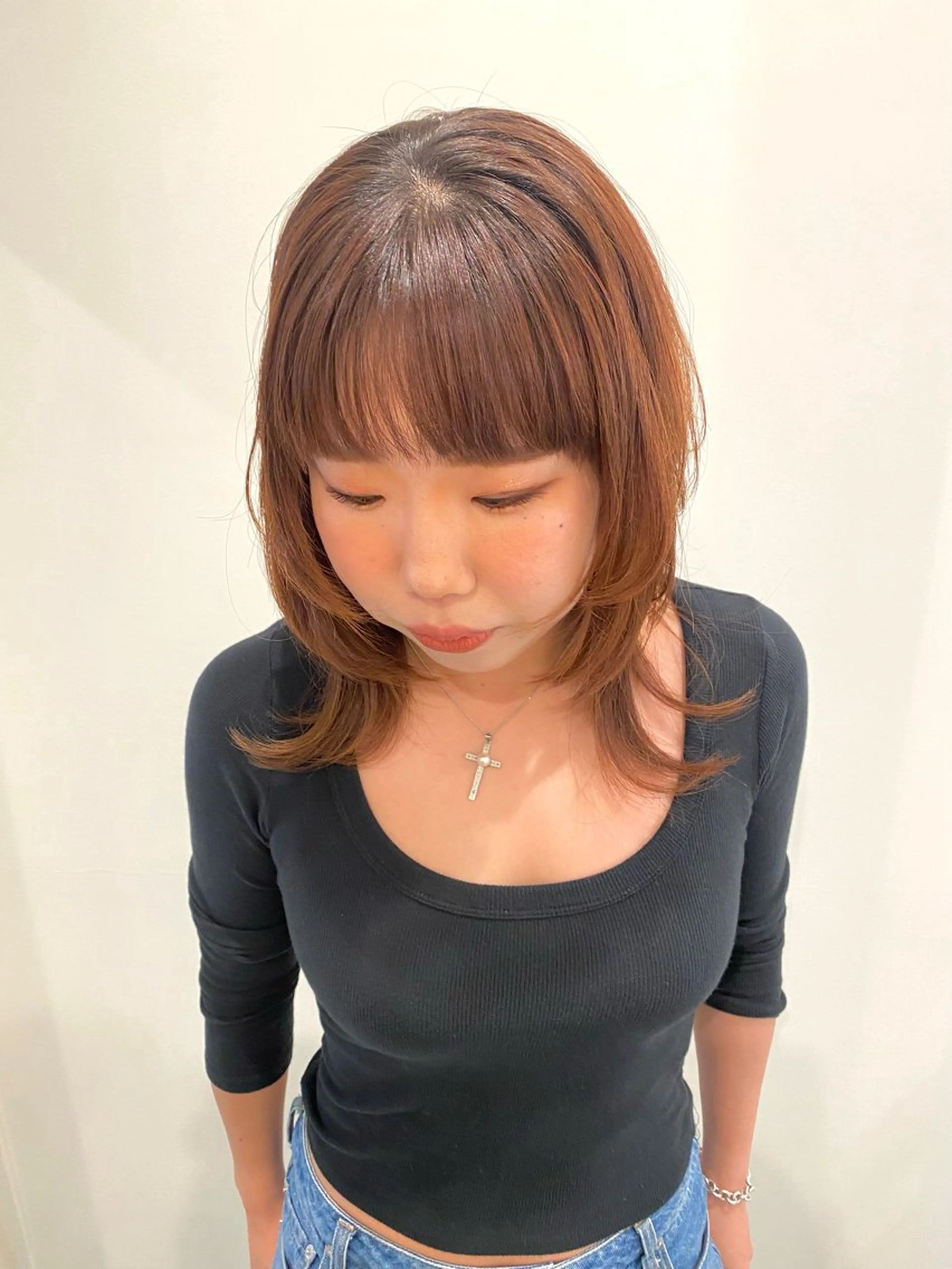 ミディアム カラー 髪質改善 レイヤーカット 縮毛矯正 ウルフカット カット 縮毛矯正 🍑 モモカ🍑のヘアスタイル