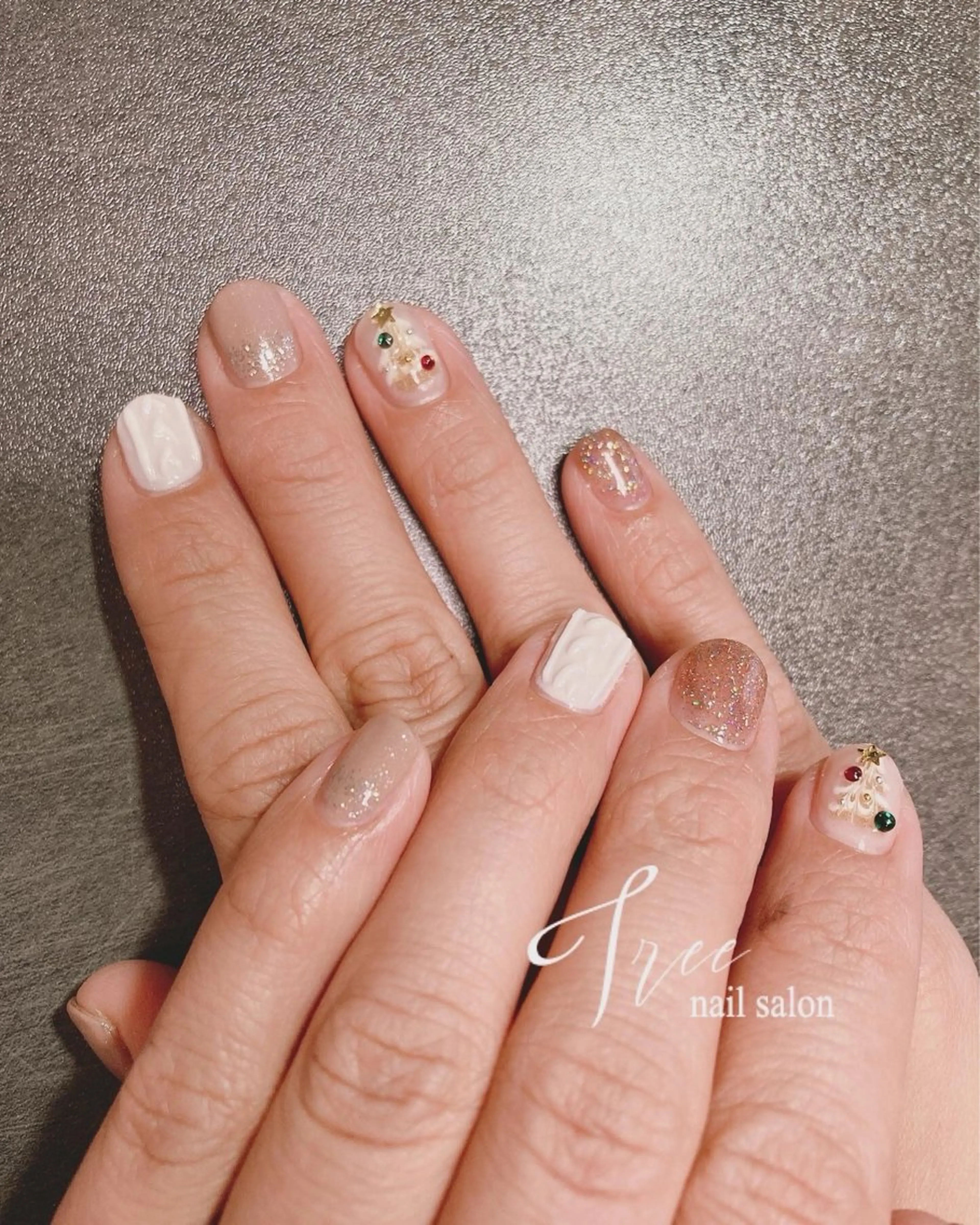 ネイル ショートネイル 冬ネイル クリスマス Tree 〜saito〜のネイルデザイン