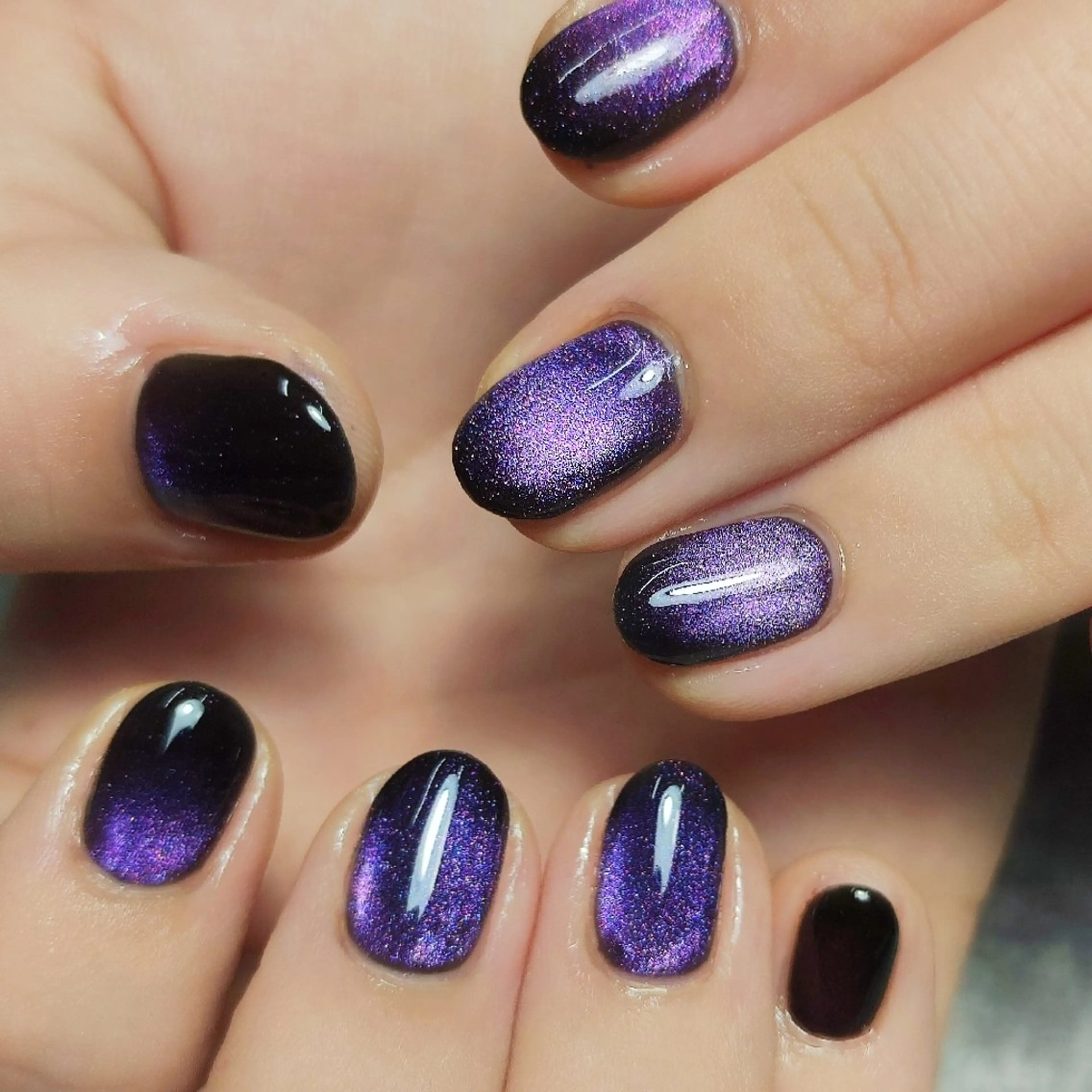 ネイル マグネットネイル パープル ハンドネイル 個人サロン saltnailのネイルデザイン
