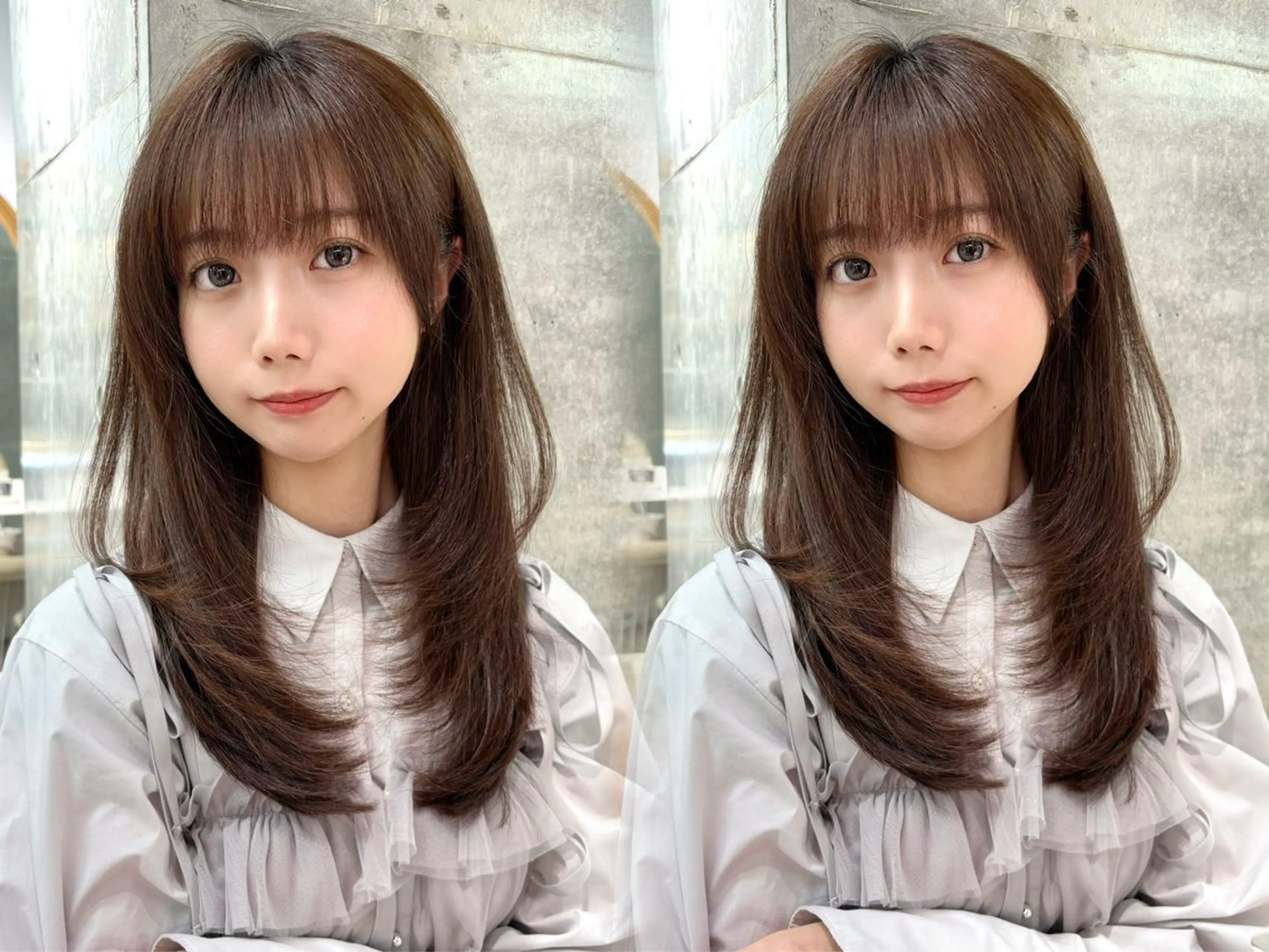セミロング カット ヘアカラー トリートメント 韓国🇰🇷レイヤー 透明感/秀瑛🩶のヘアスタイル