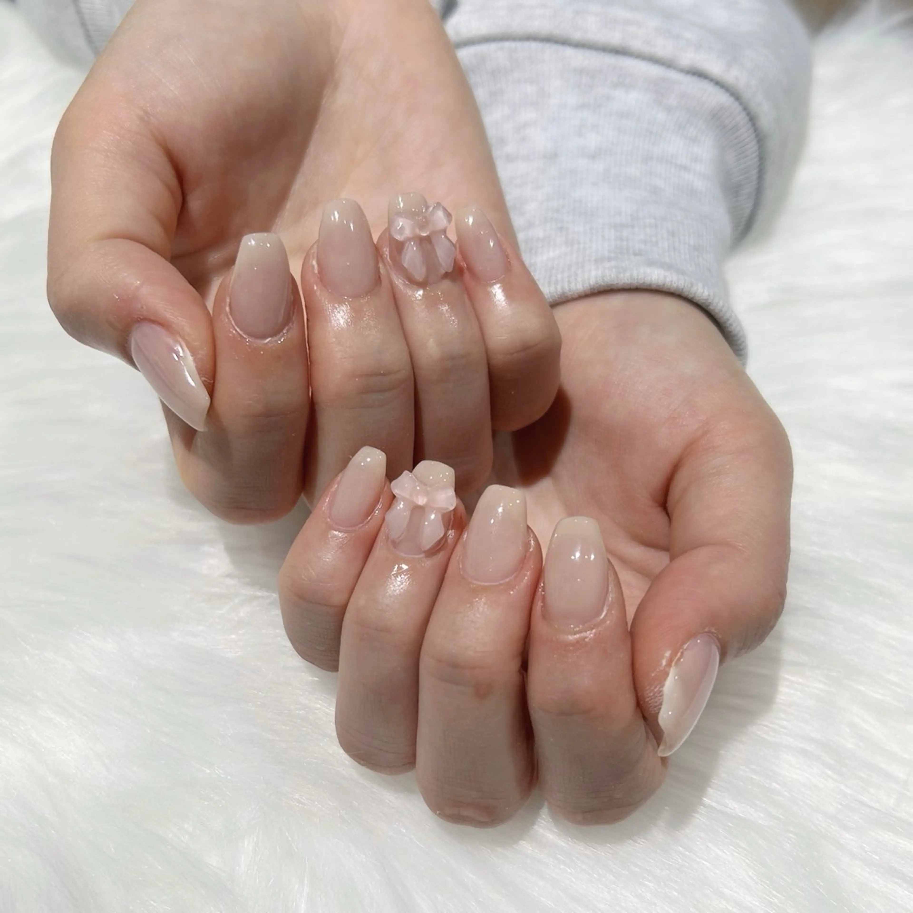 ネイル ワンカラーネイル リボン ショートネイル シンプルネイル ハンドネイル Keli Nailのネイルデザイン