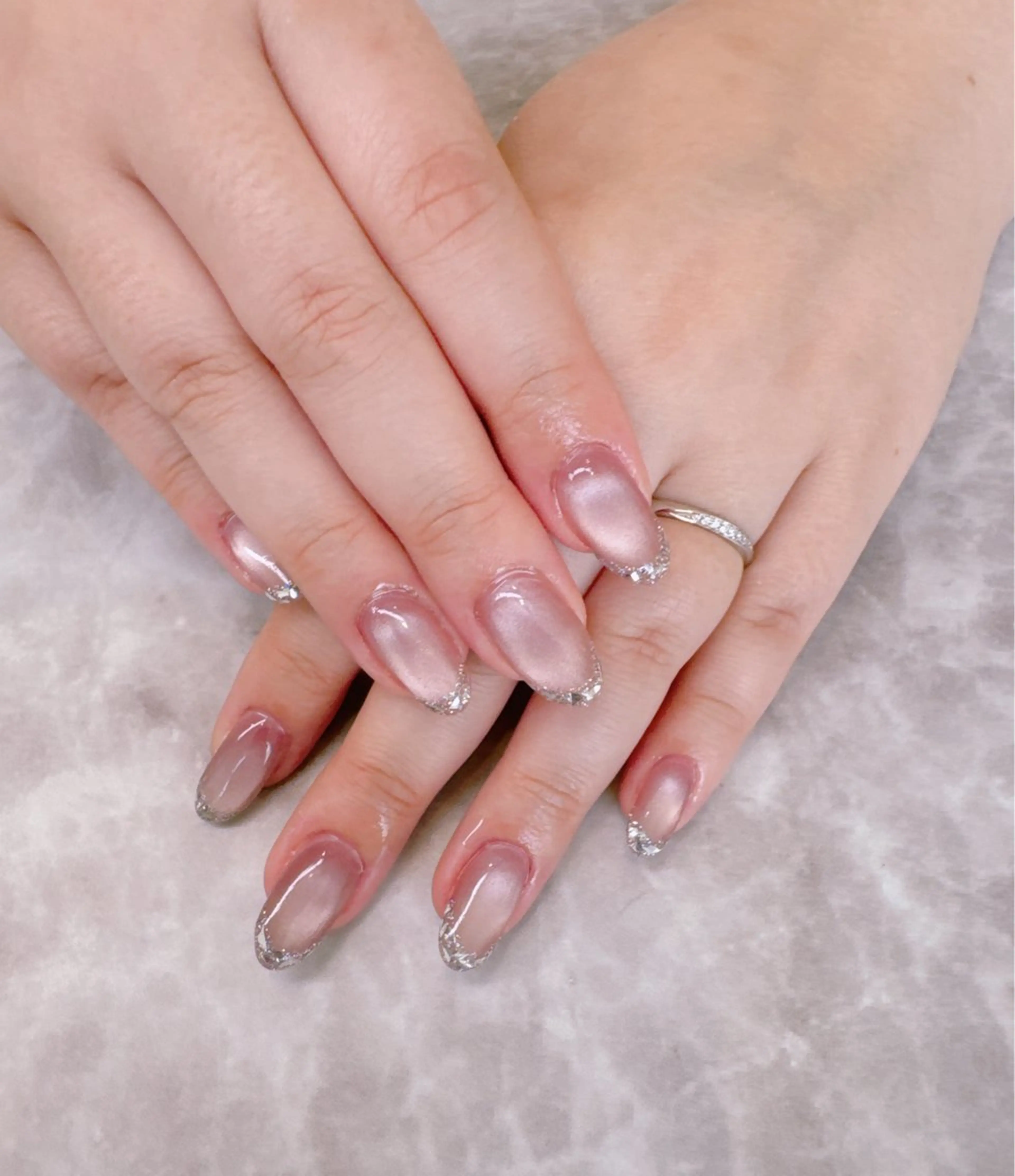 ネイル フレンチネイル ガラスフレンチ ハンドネイル olim nailspaceのネイルデザイン