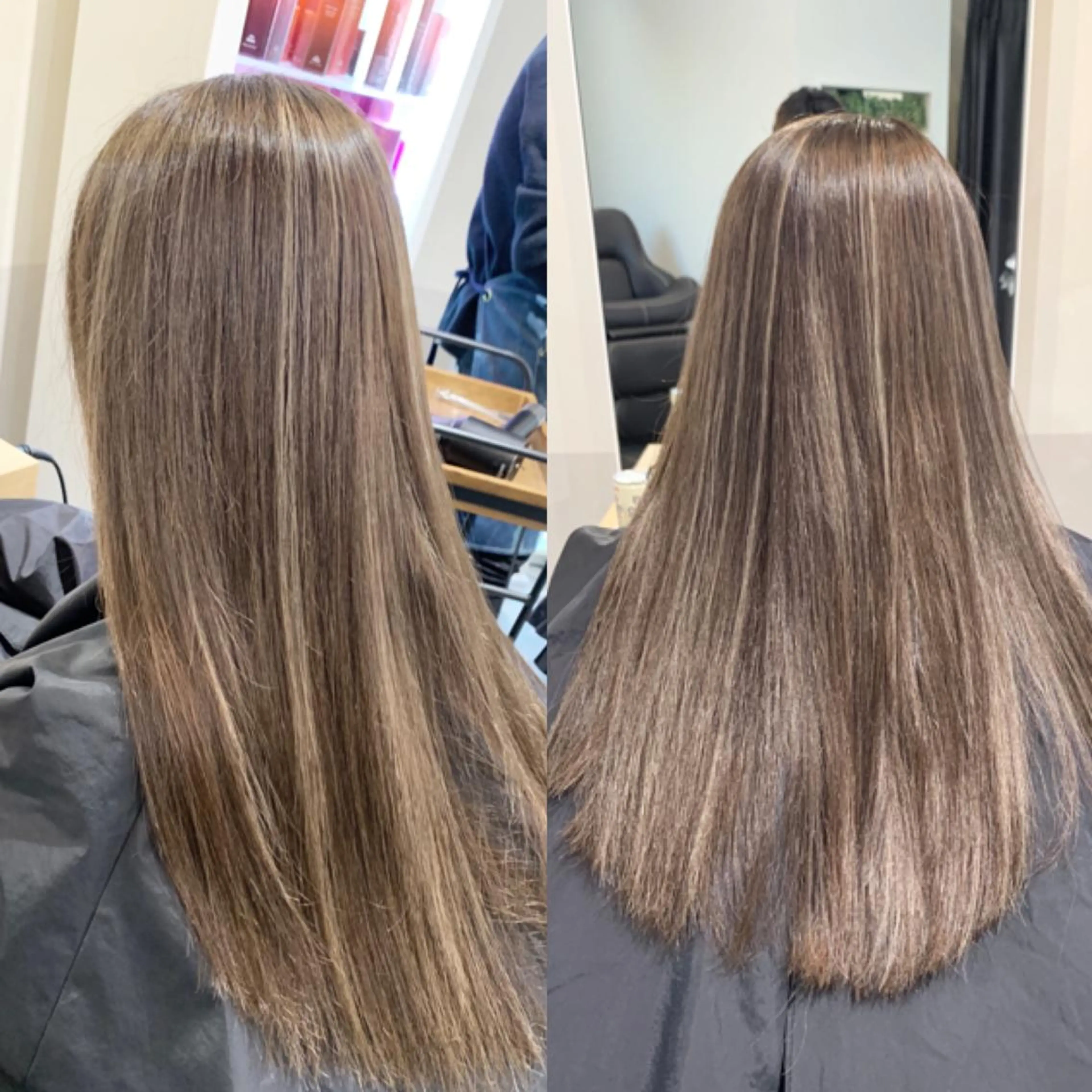 セミロング ハイライト レイヤー×縮毛矯正 深見 拓のヘアスタイル