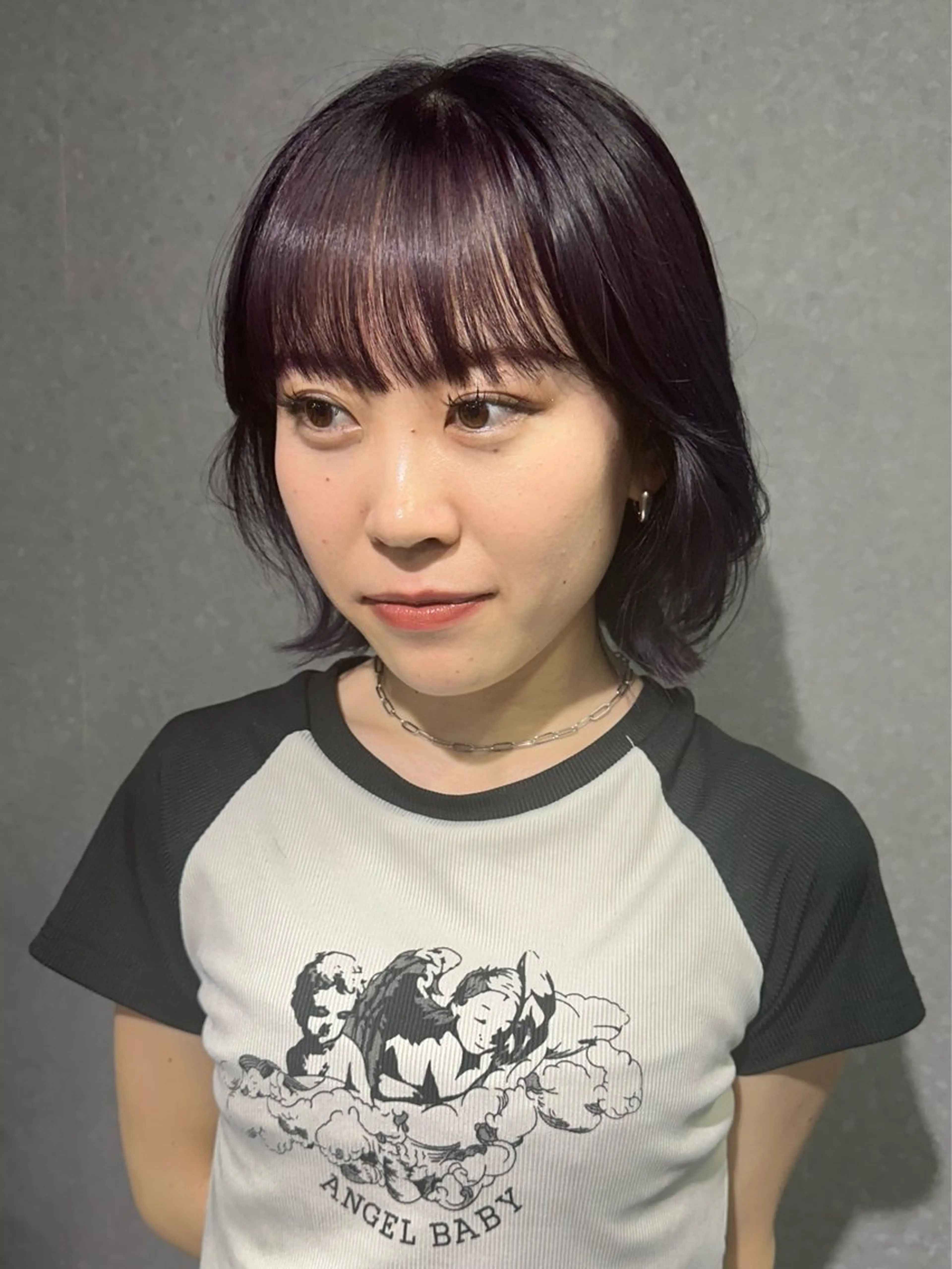 ミディアム カラー ボブレイヤー パープルカラー ボブ レイヤーカット est-r.Fukuoka所属・マエダルイ🫧 韓国ヘア🫧博多のヘアスタイル