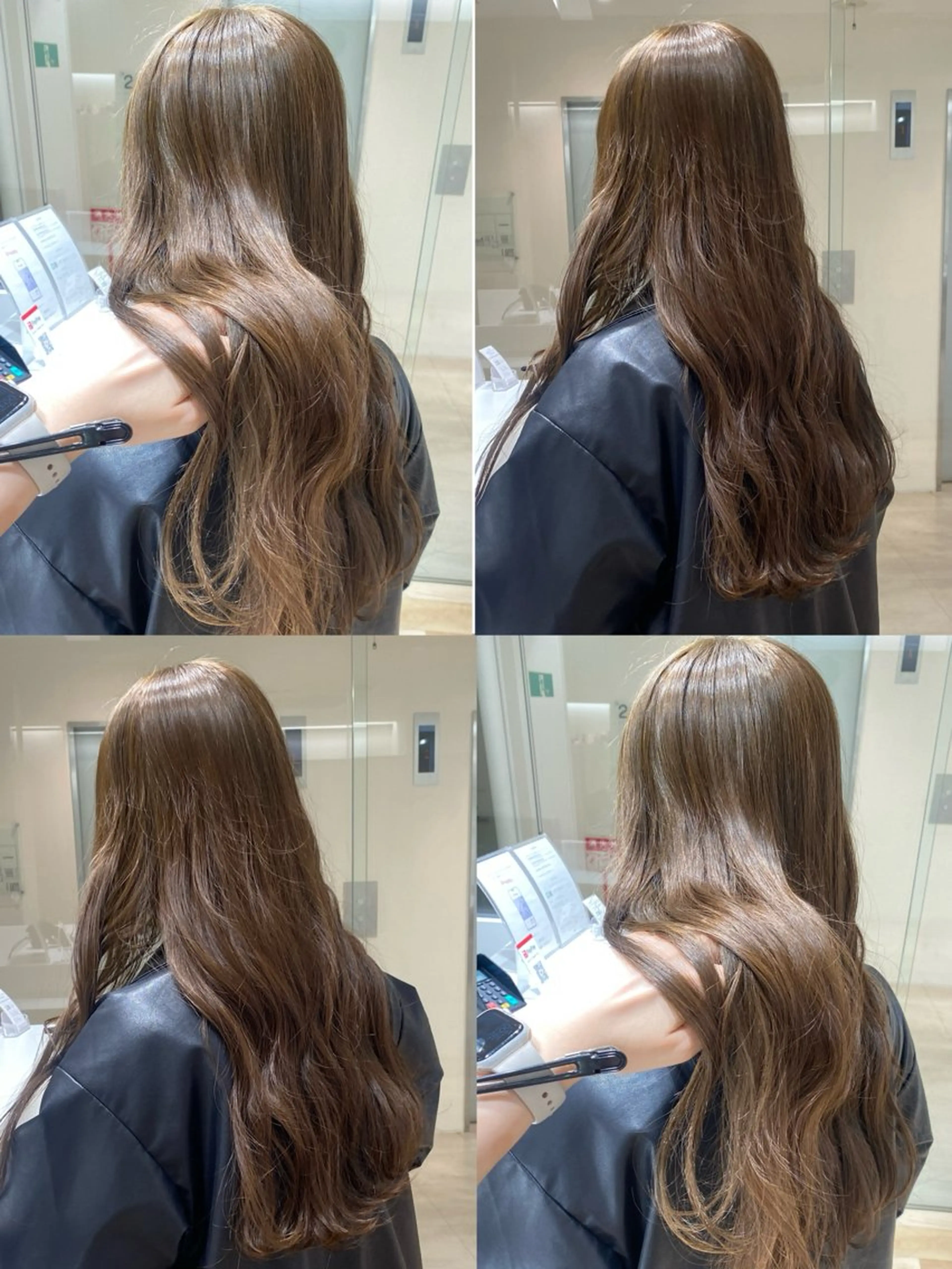 ロング カラー 黒髪 ブリーチ グレージュ ブリーチなしカラー 松永 わかなのヘアスタイル