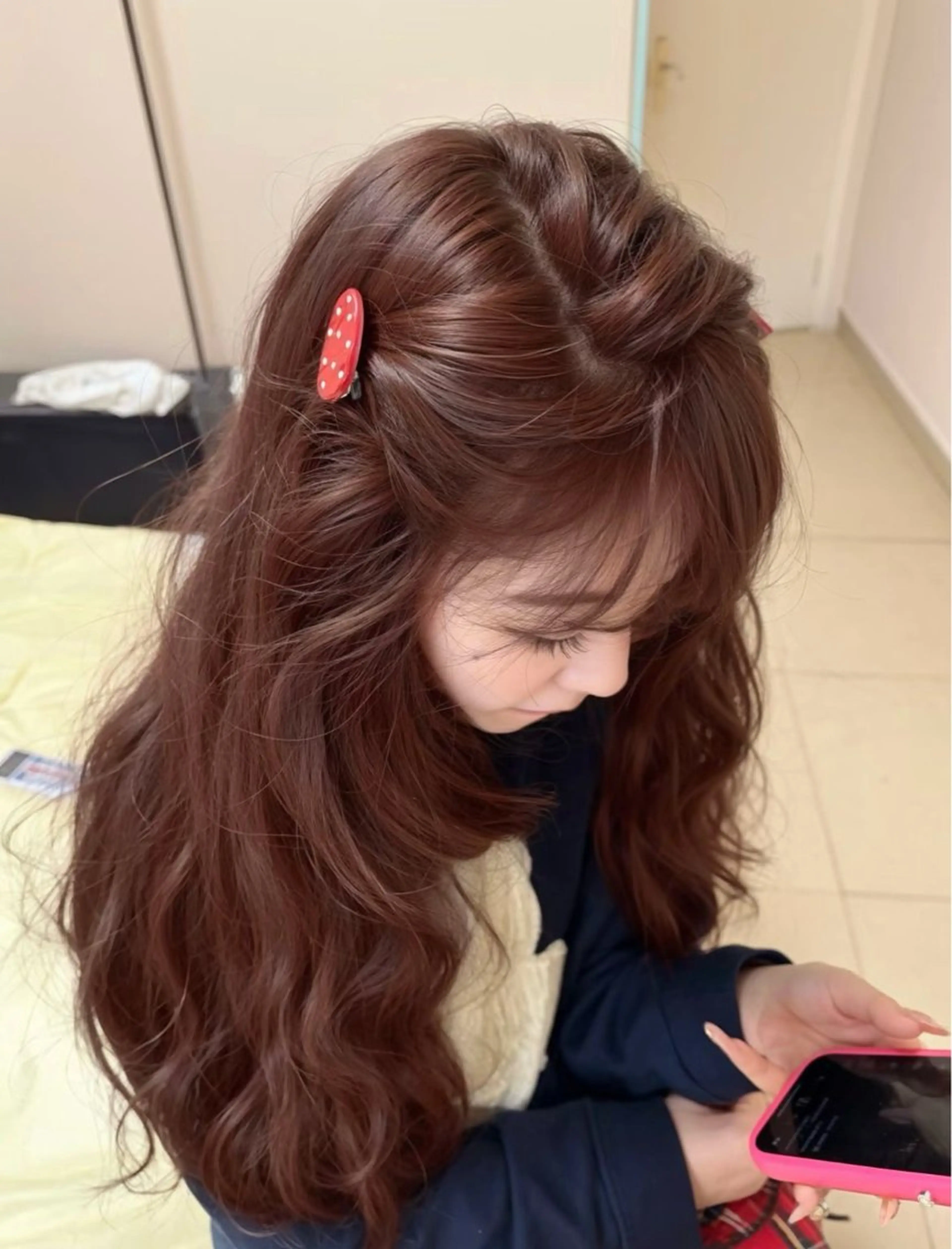 ロング カラー ヘアカラー トリートメント ヘッドスパ モテ艶韓国ヘア 🤍りんのヘアスタイル