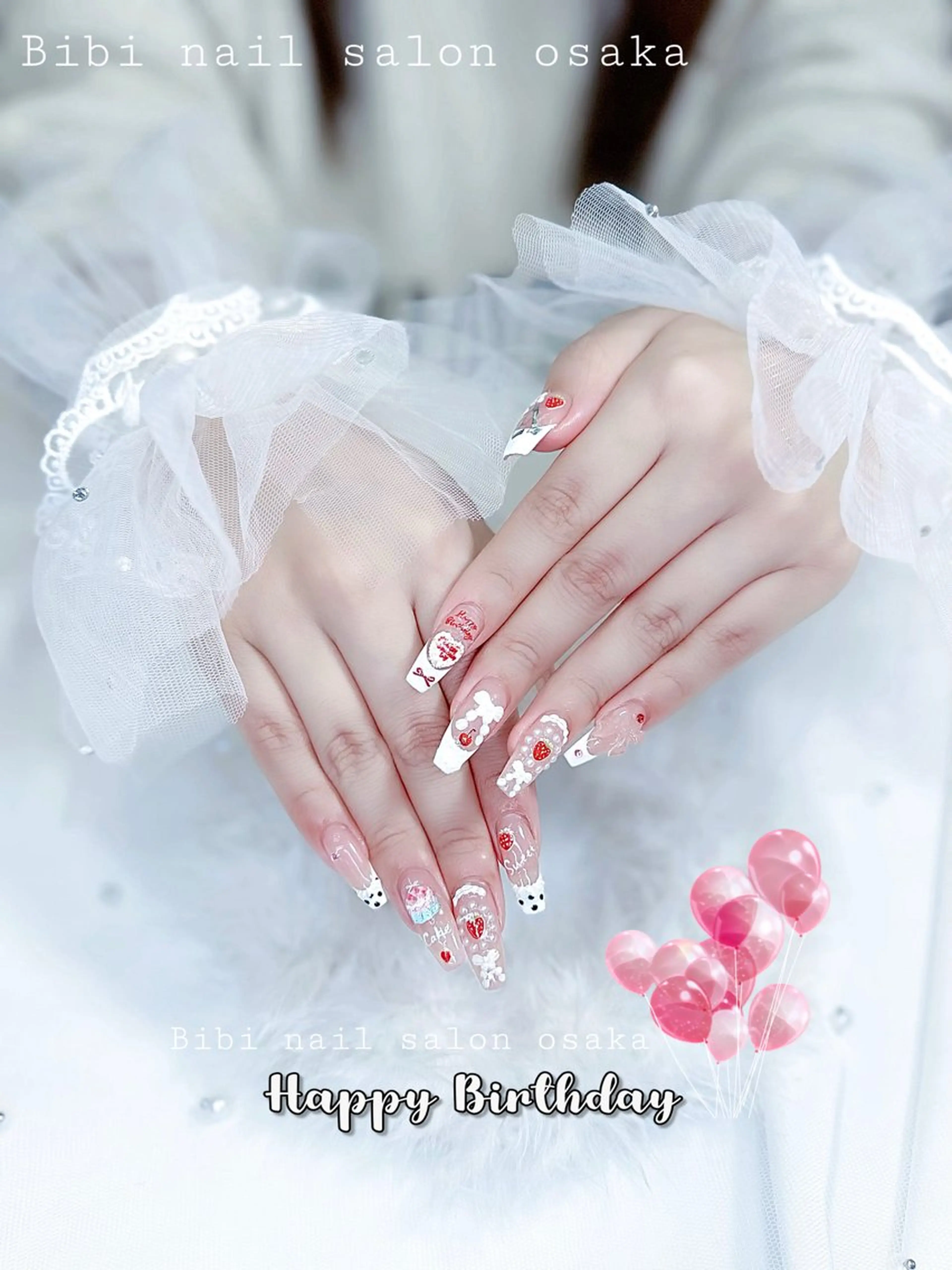 セミロング ハンドネイル Bibi beauty spa Osaka所属・Bibi nail Osakaのネイルデザイン