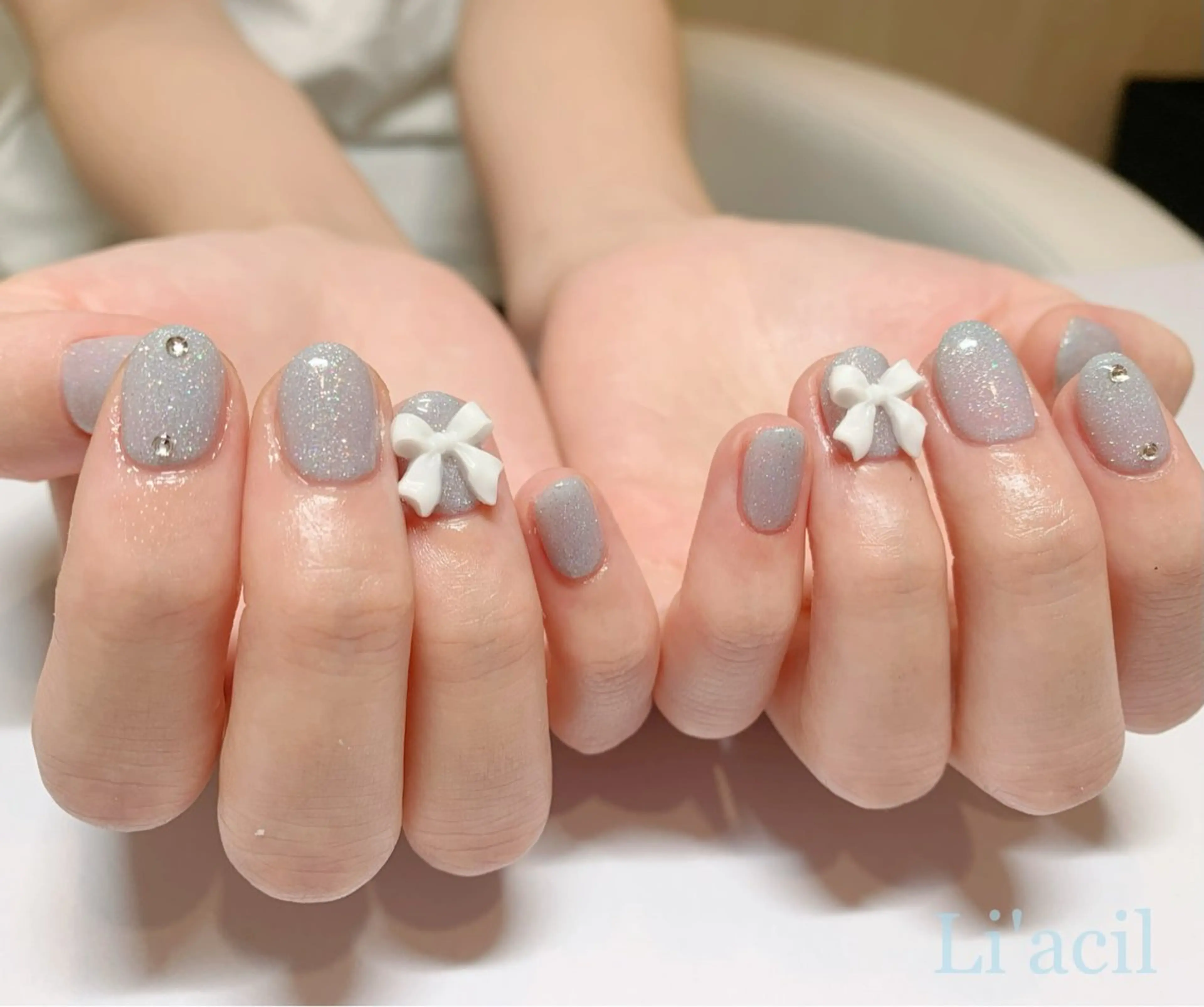 ネイル ラメ(グリッター) ワンカラーネイル ハンドネイル Baleine × Li'acil所属・Minami Kodamaのネイルデザイン