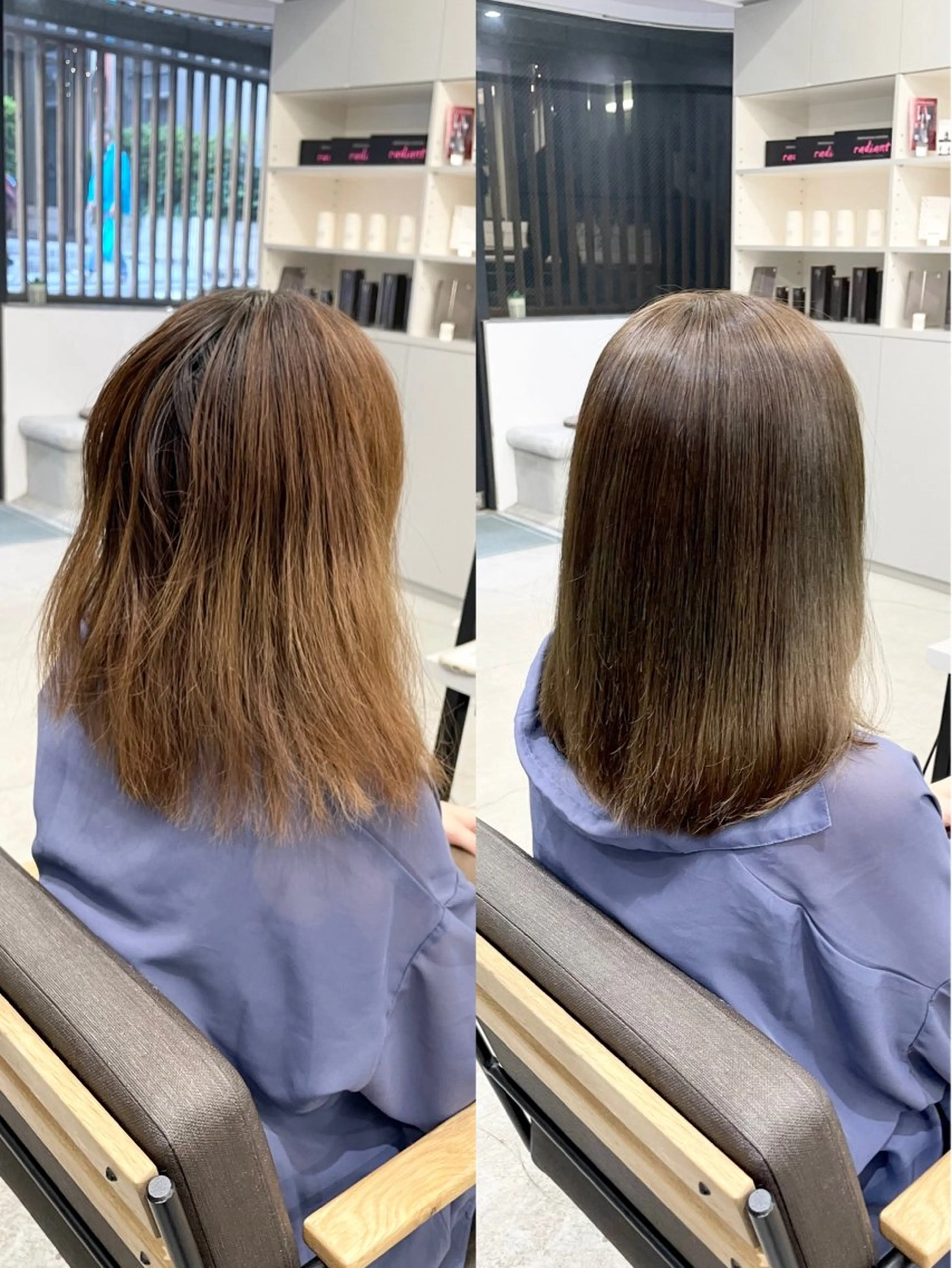 ミディアム カラー パーマ ミディアムパーマ 髪質改善 縮毛矯正 ストレートパーマ カット ヘアカラー 縮毛矯正 トリートメント 美髪への最善策を貴方 へ✨凄い艶髪✨萩原のヘアスタイル