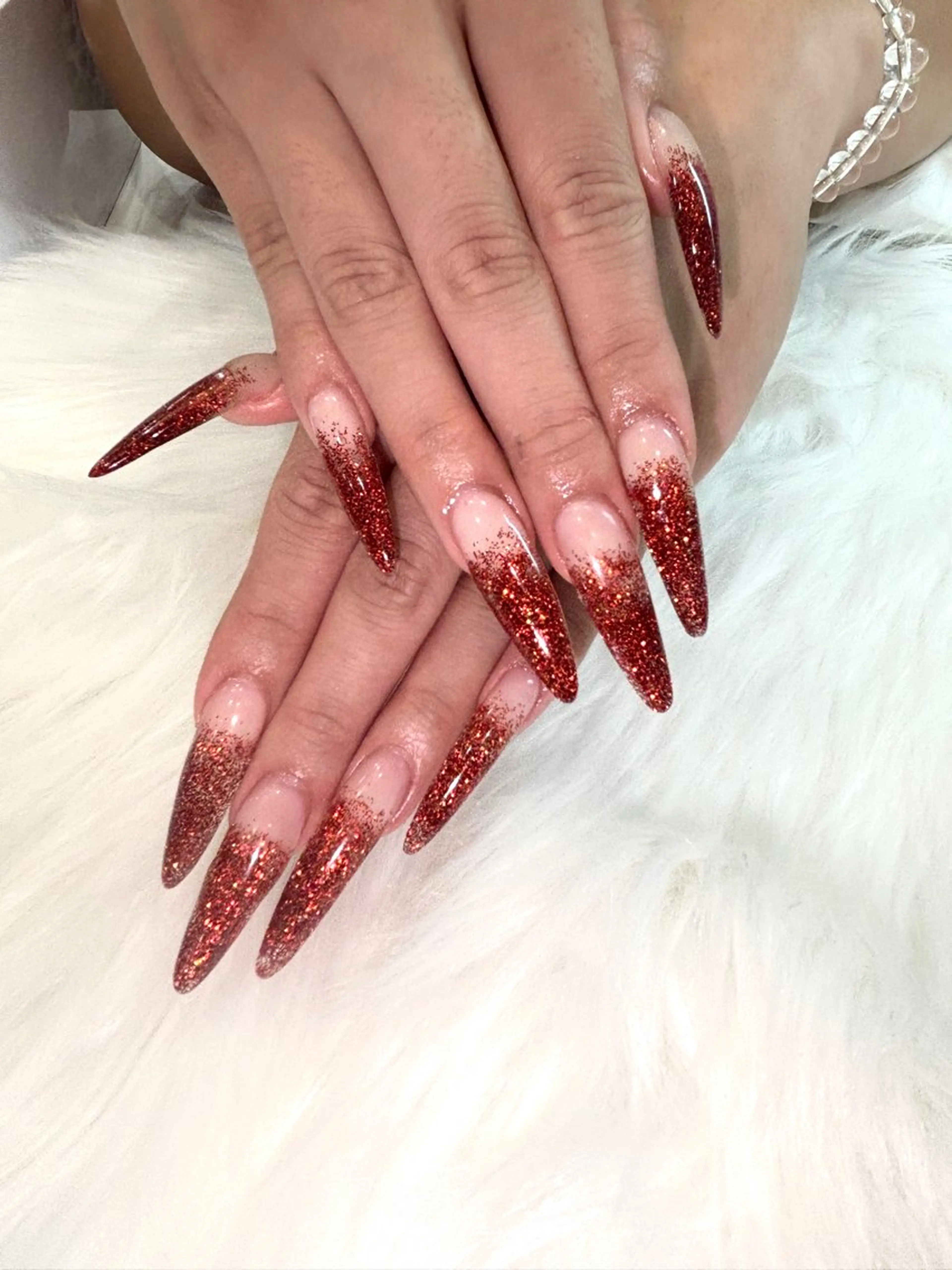 ネイル 長さ出し グラデーション キラキラネイル ラメ(グリッター) ラメグラデーション icy,nail ユリアのネイルデザイン