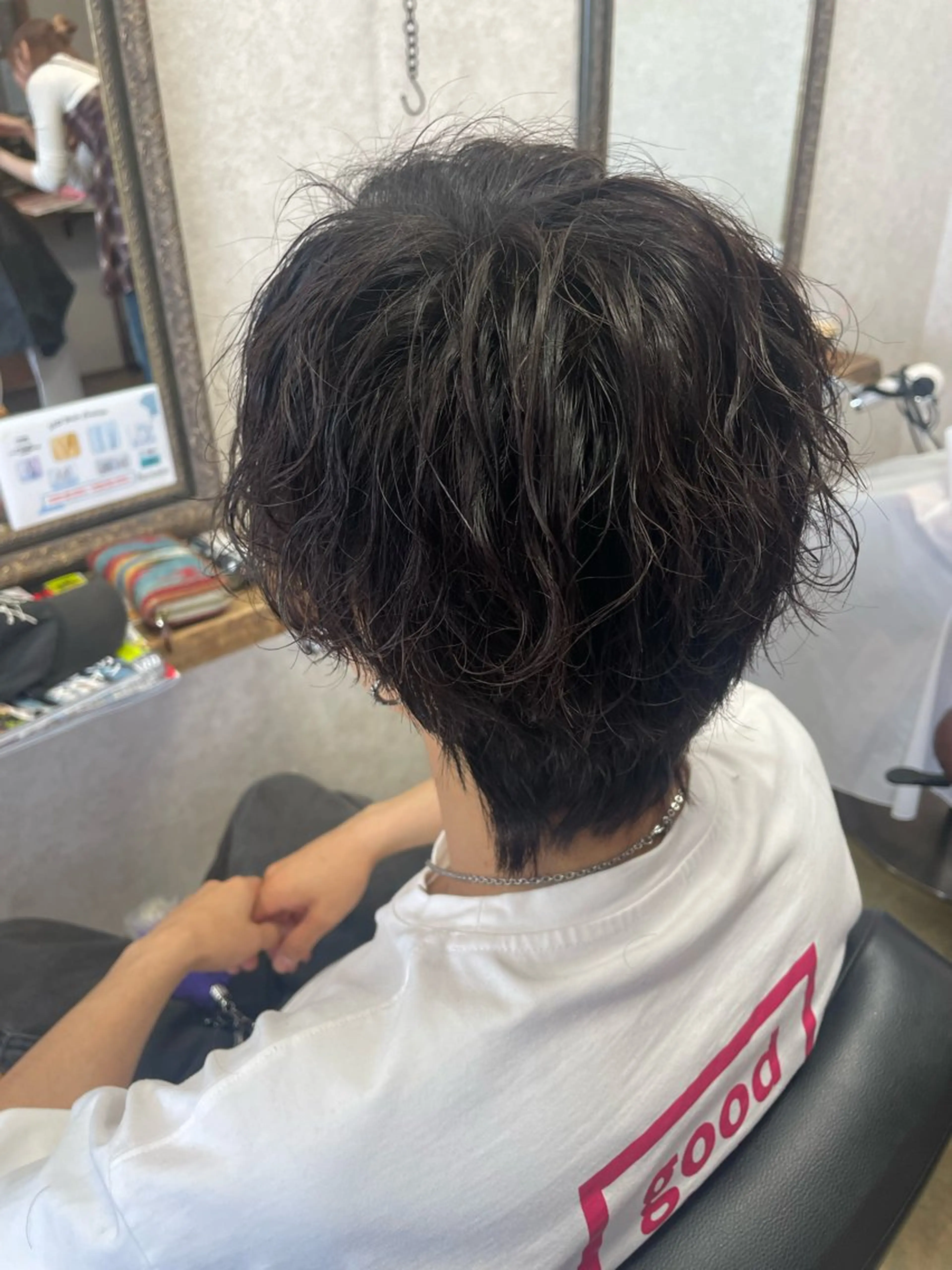 ショート パーマ メンズ メンズパーマ 波巻きパーマ メンズウルフカット ウルフカット Blanc blanc所属・三川 啓英 / Blancblancのヘアスタイル