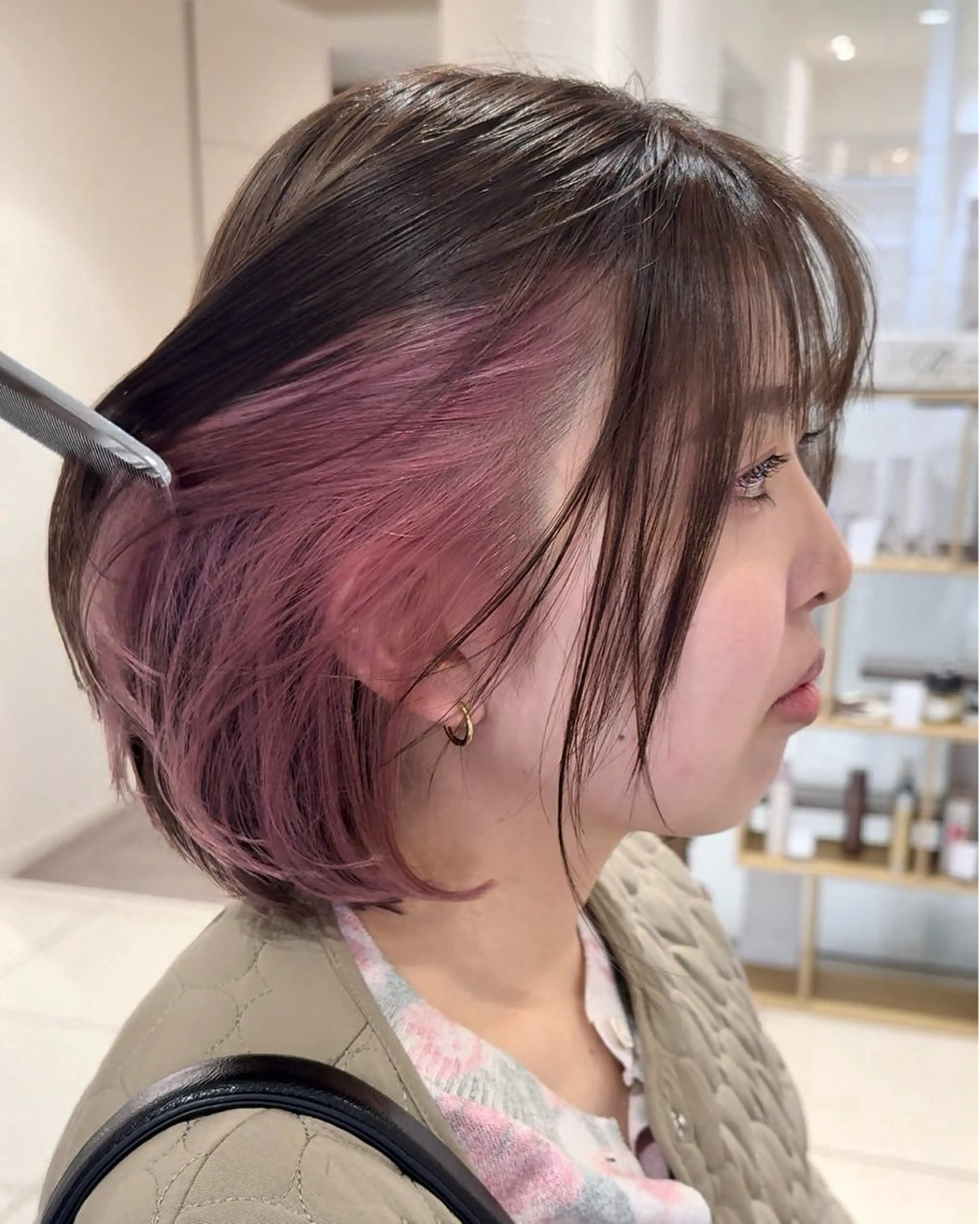 ショート ボブ ヘアカラー トリートメント 髪質改善/縮毛矯正/ 酸性ストレート/まやのヘアスタイル