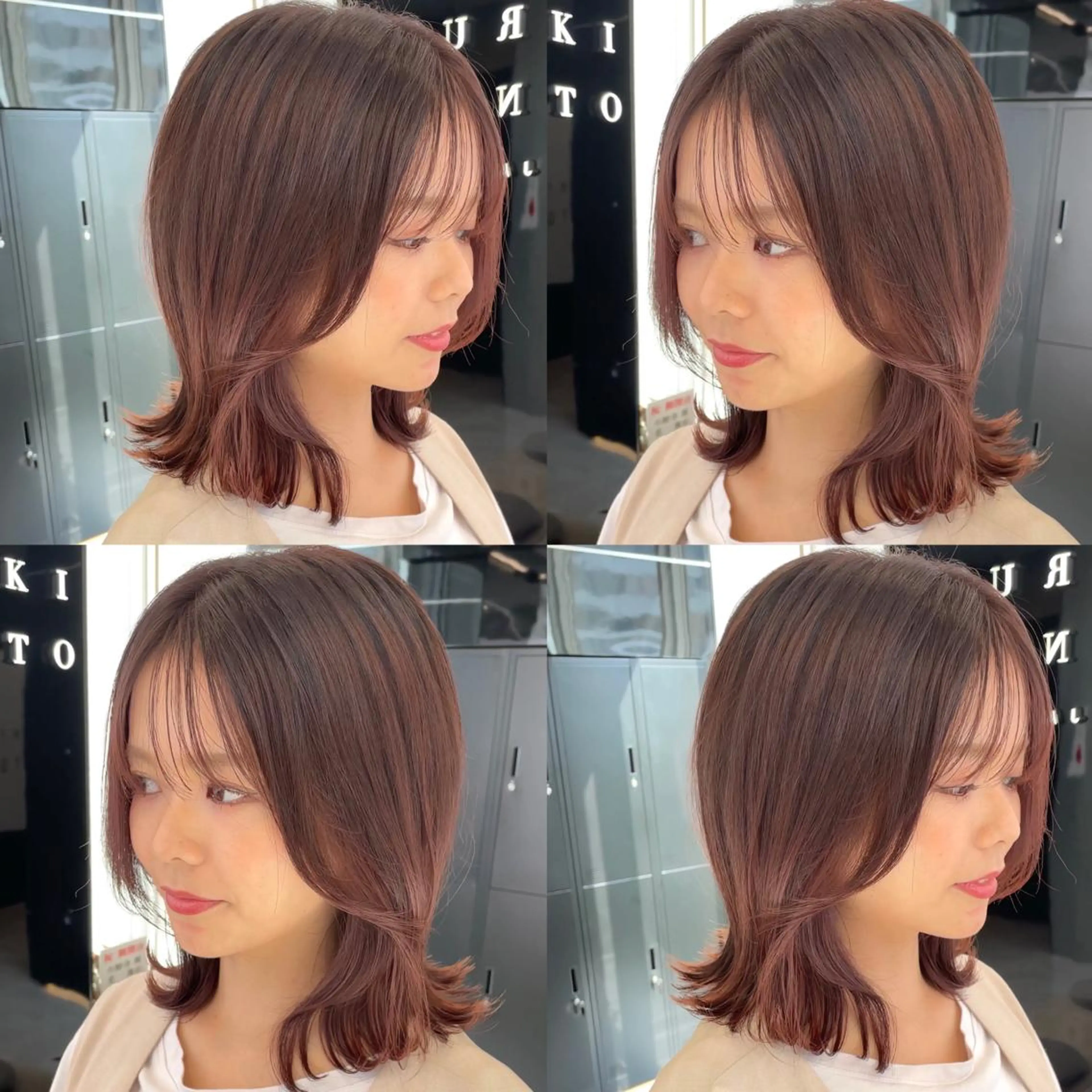 ミディアム カラー ブラウンカラー ピンクカラー ピンクブラウン ヘアカラー HARUKI MINATO Japan SENDAI所属・🌈【透明感・韓国 ヘア】がっきー🌈のヘアスタイル