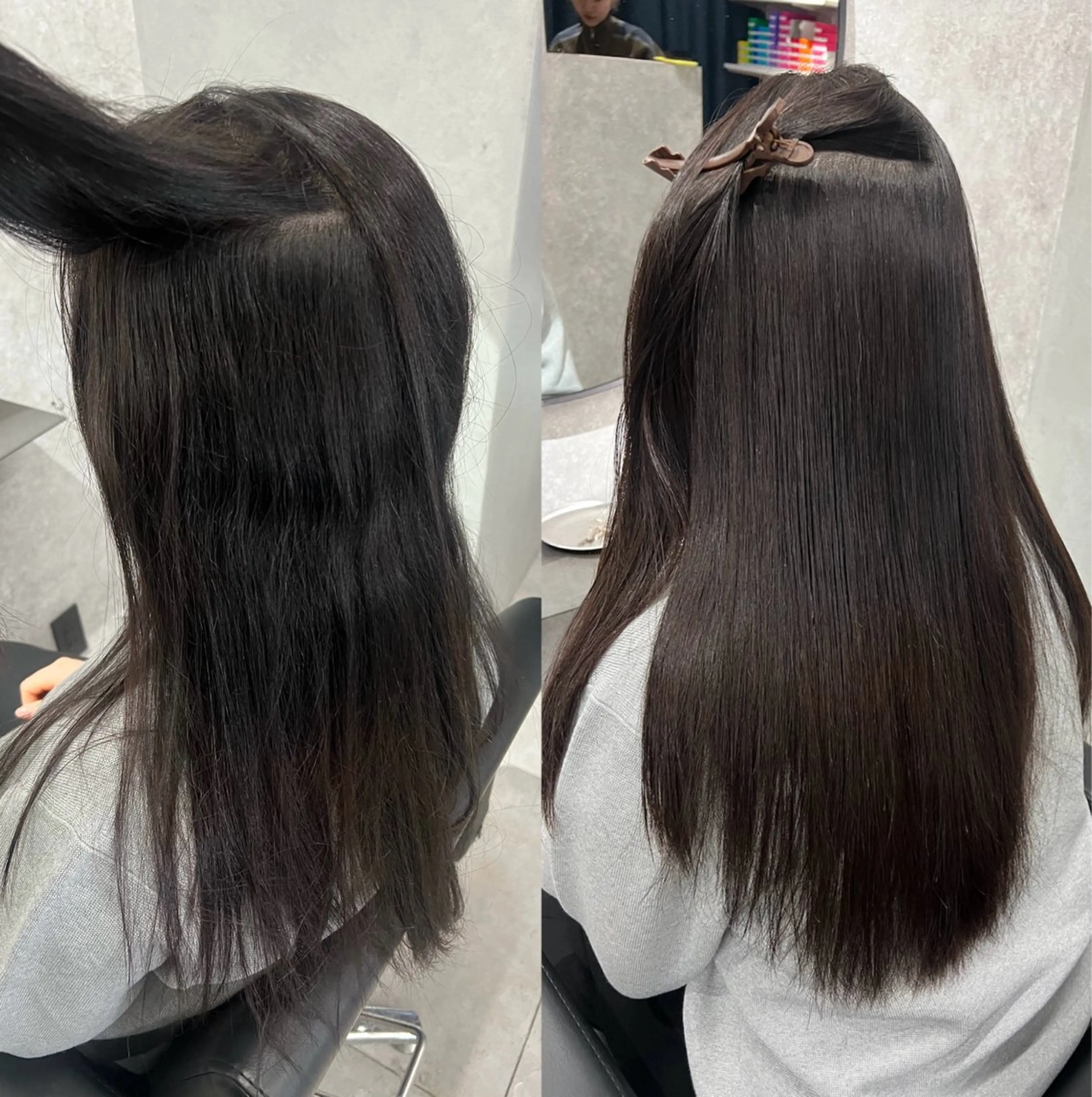 ロング パーマ 縮毛矯正 ストレートパーマ ブリーチ透明感 mikaのヘアスタイル
