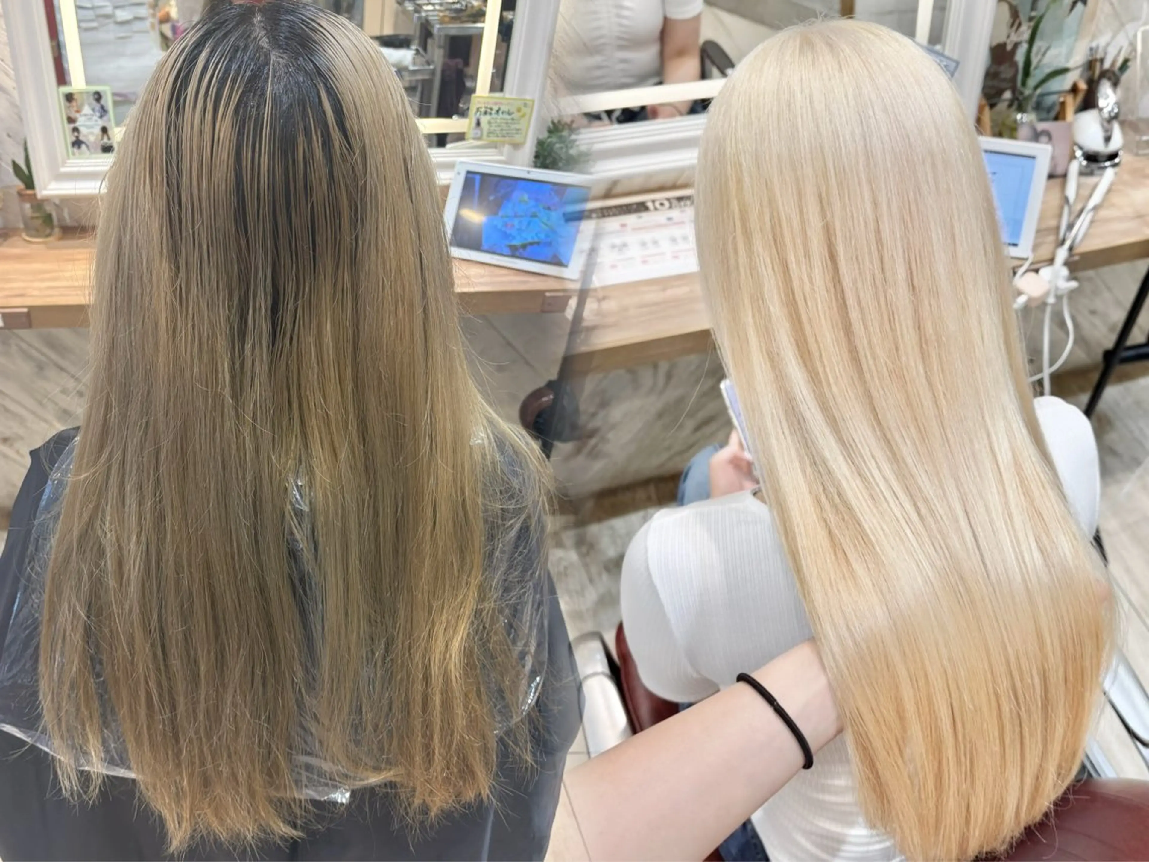 ロング カラー ブリーチ ブロンド ハイトーンカラー ヘアカラー ブリーチカラー♡ エクステ♡しゅかのヘアスタイル