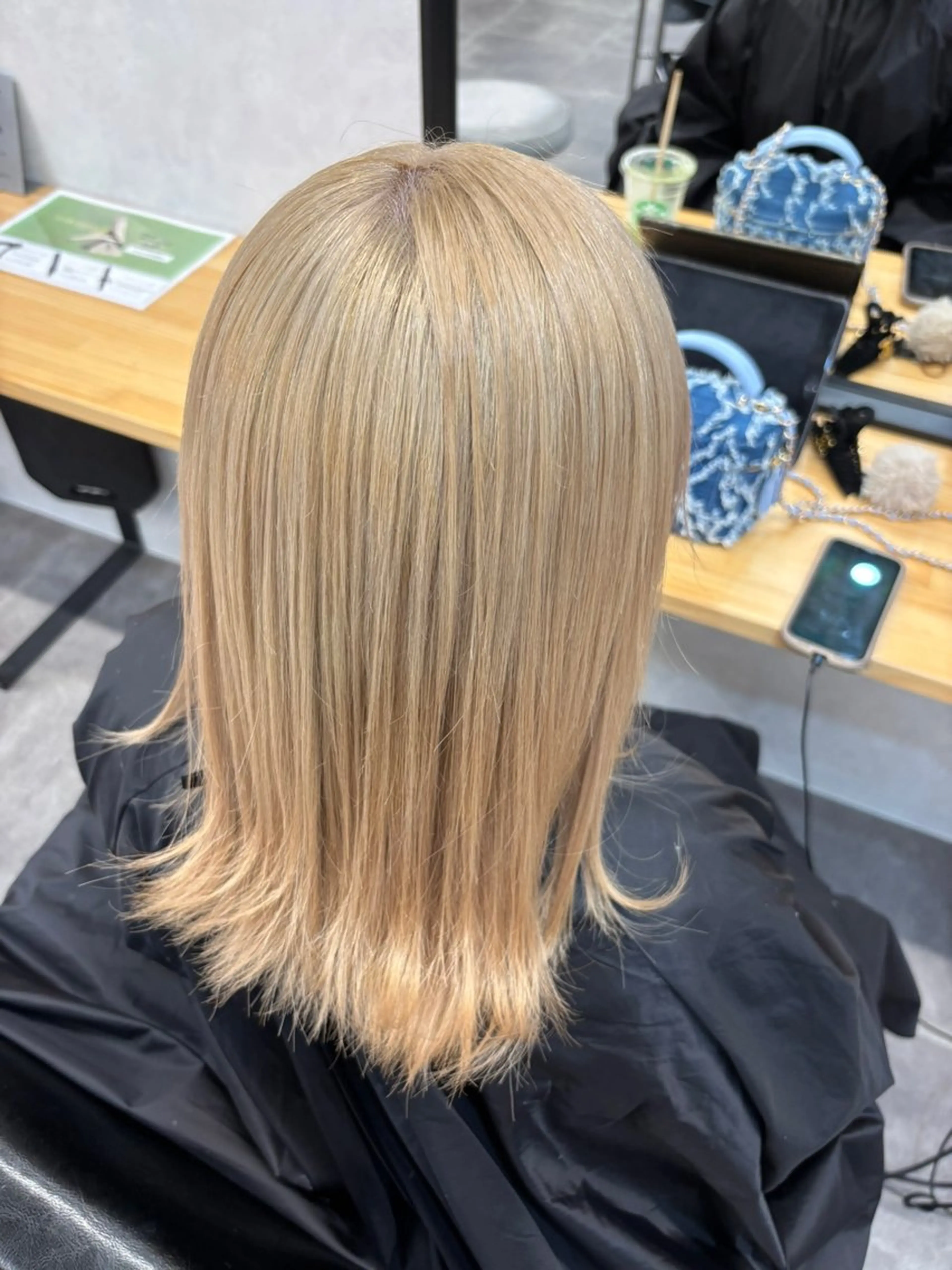 ミディアム ヘアカラー トリートメント エクステ/心斎橋/ ハイトーン/ミサキのヘアスタイル