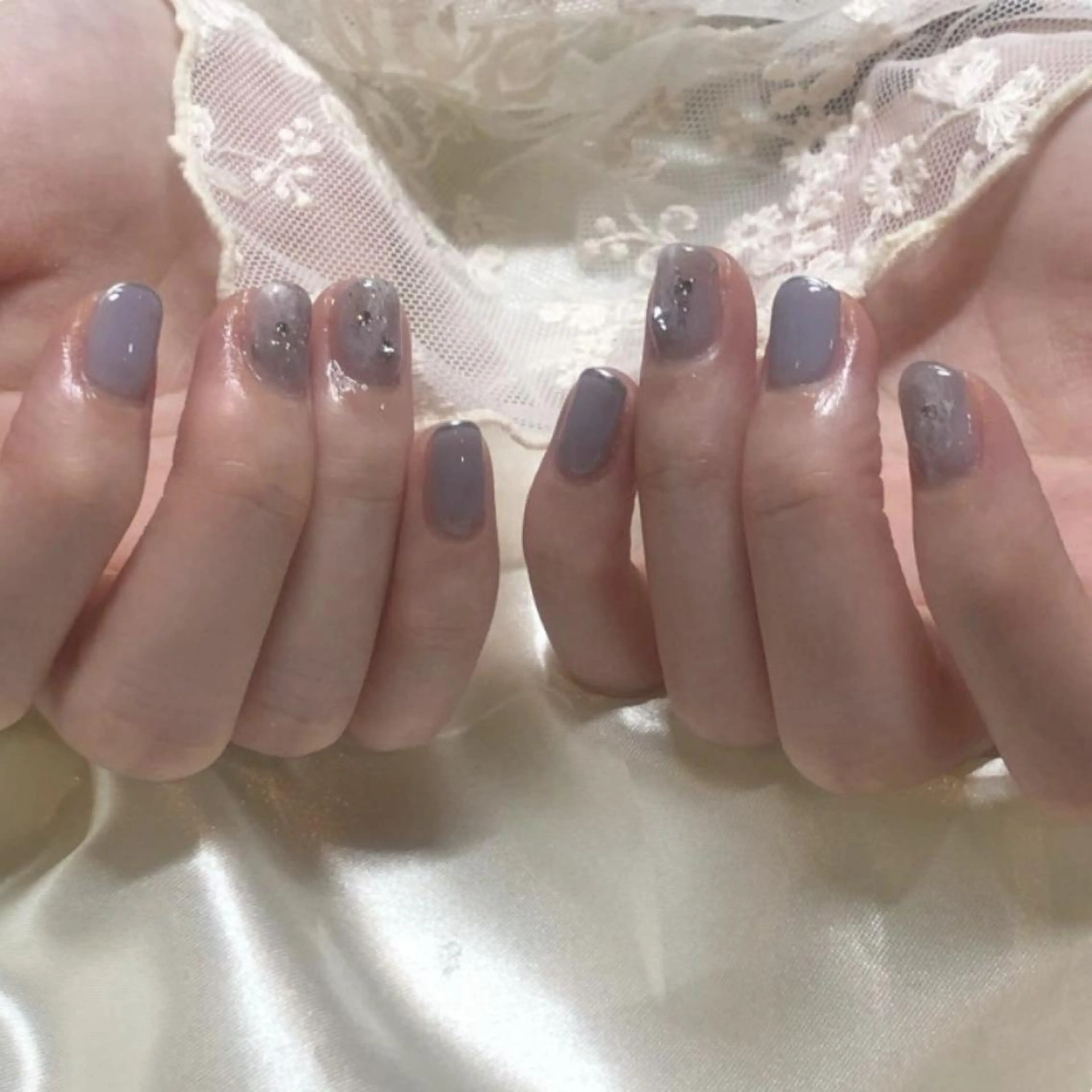 ネイル ジェルネイル 氷ネイル・うるうるネイル ニュアンスネイル ワンカラーネイル パラジェル パラジェル登録サロン N°nail 立川のネイルデザイン