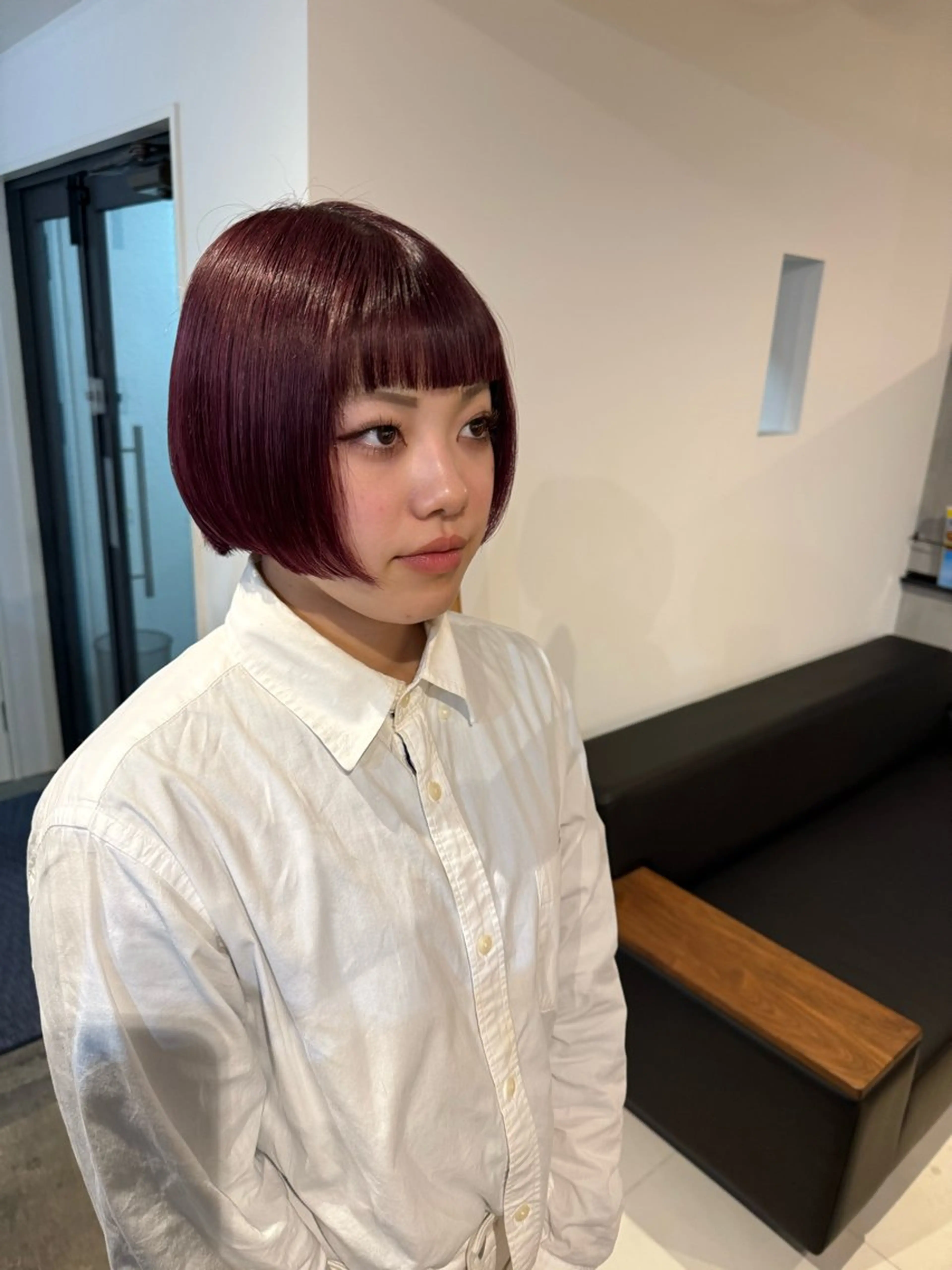 ミディアム パープルカラー カット トリートメント 宮原 愛果のヘアスタイル