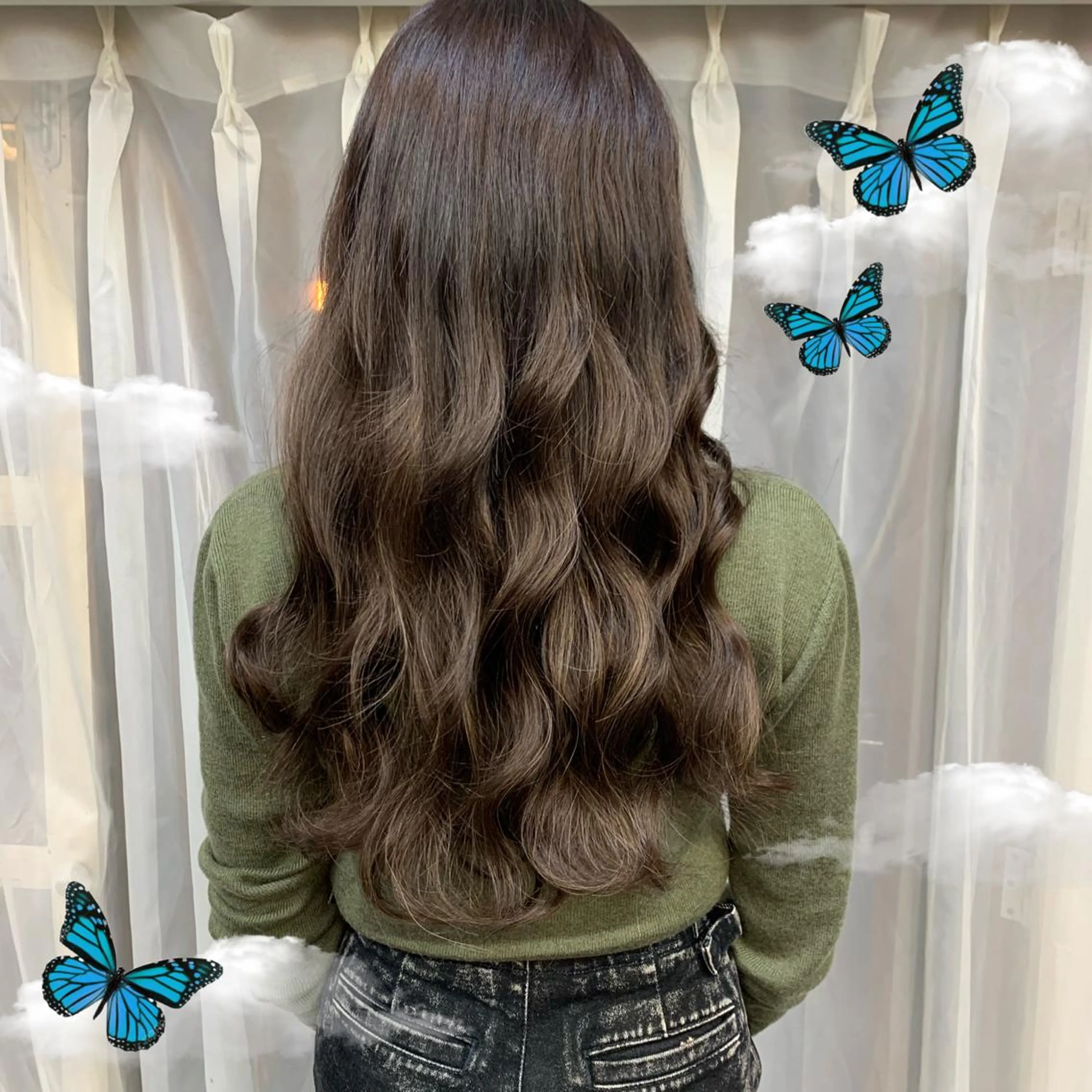 ロング シールエクステ エクステ ❤️‍🔥シールエク ＋カラー京❤️‍🔥のヘアスタイル