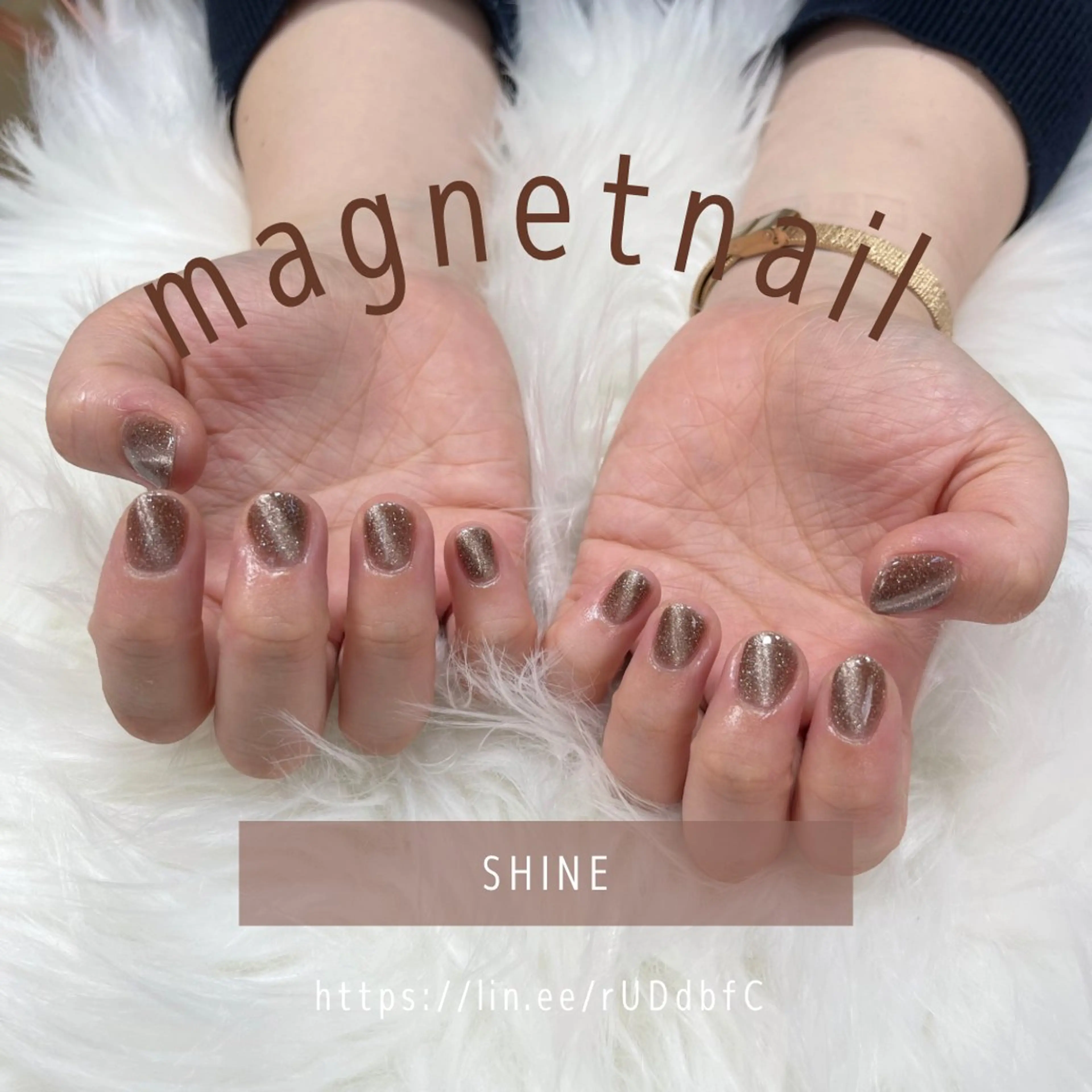 ネイル ブラウン マグネットネイル SHINE nail salonのネイルデザイン
