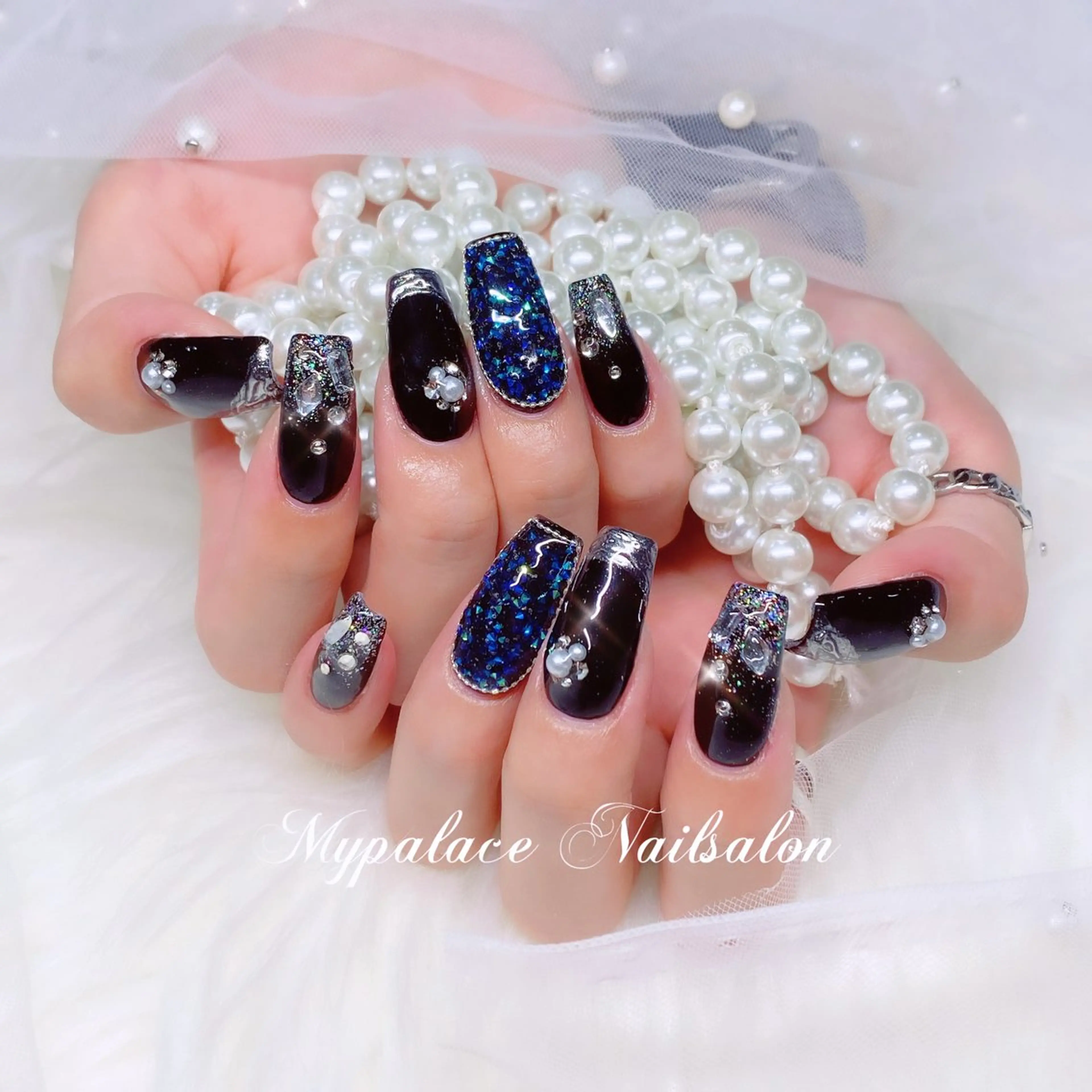 ネイル キラキラネイル ラメ(グリッター) ラメグラデーション ミラーネイル スカルプネイル ハンドネイル Yuis Nailスカルプ専門のネイルデザイン