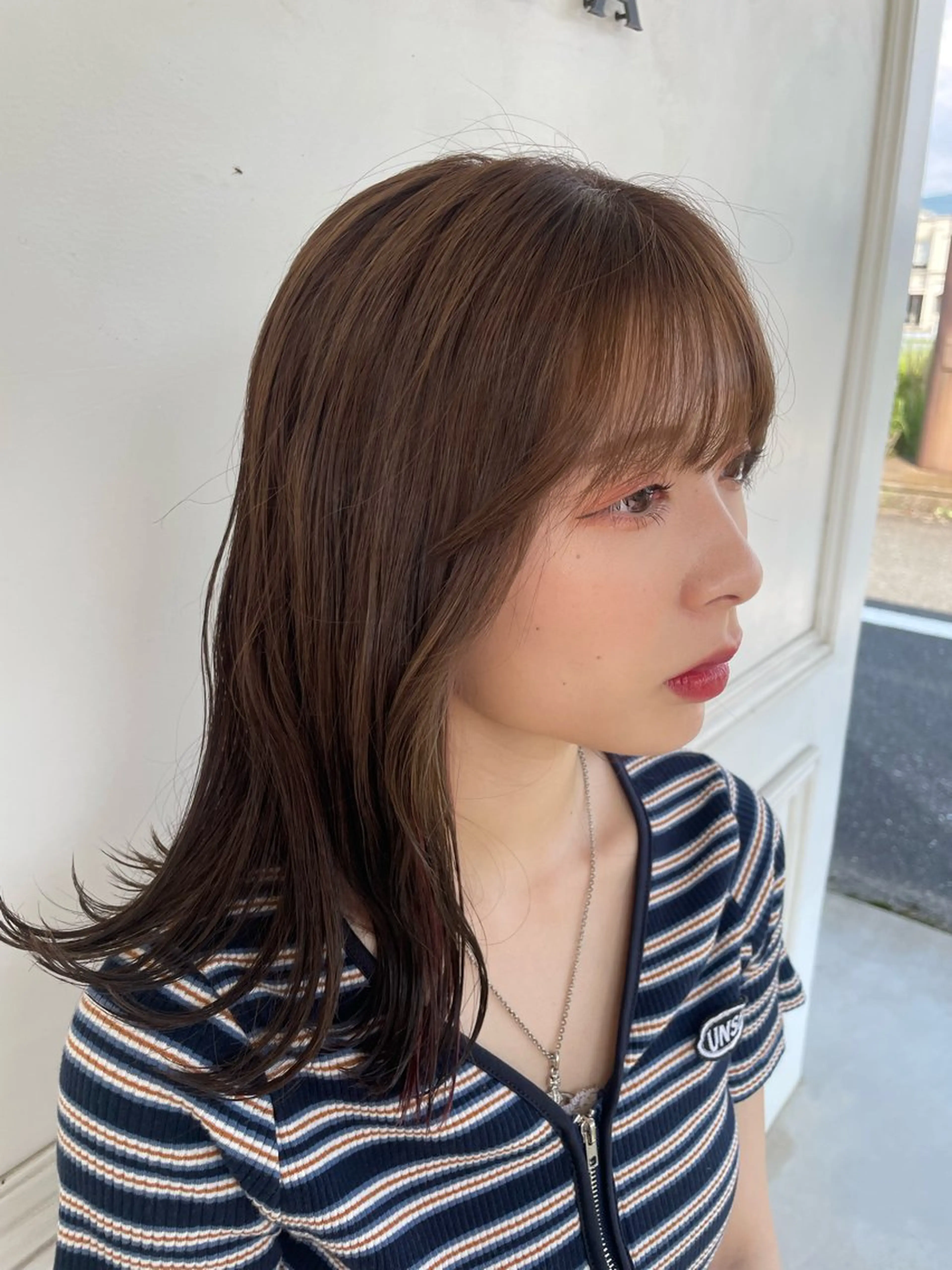 ミディアム カラー ヘアカラー 長岡 香澄のヘアスタイル
