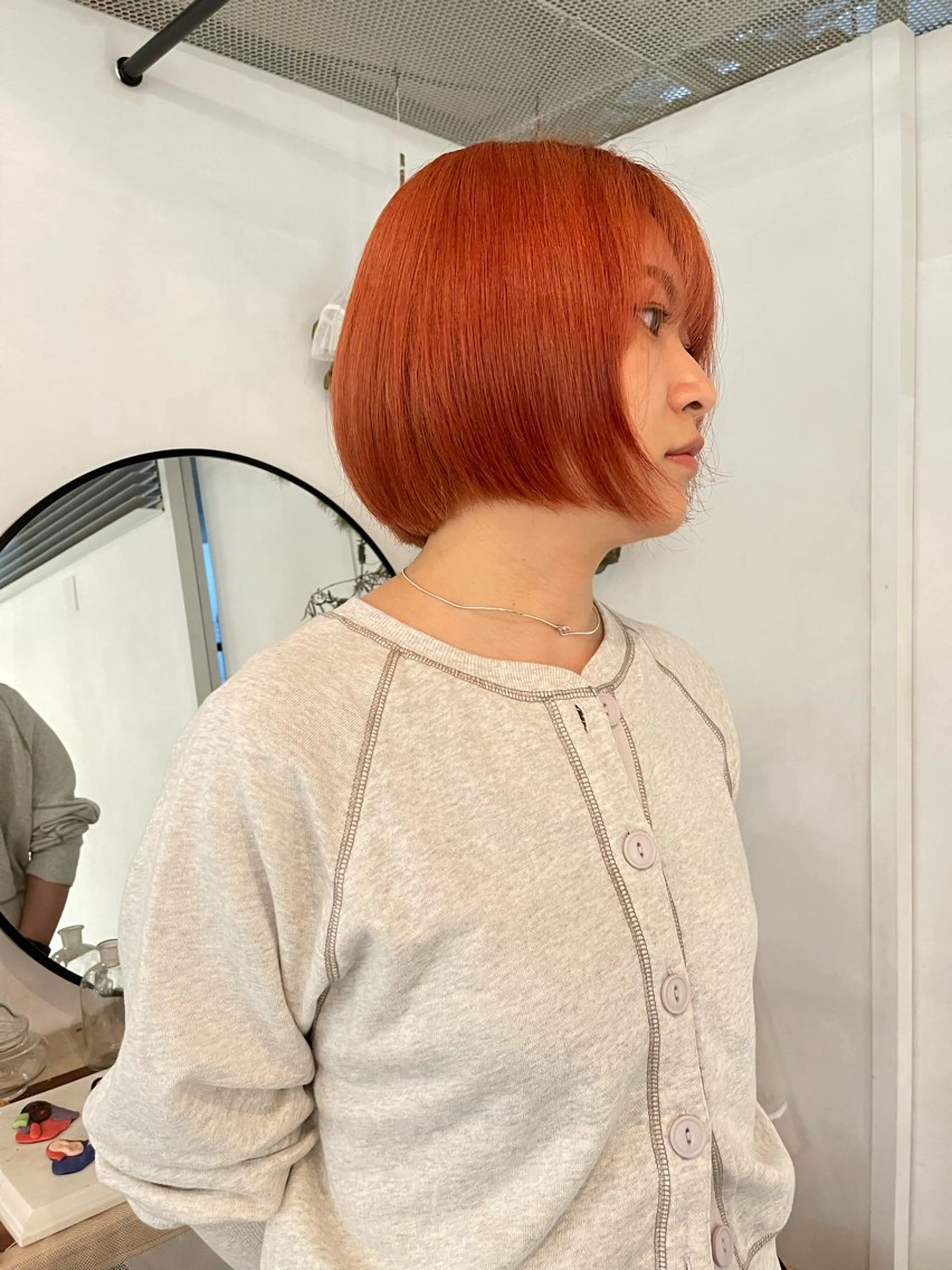 ショート カラー ブリーチ オレンジ ボブ レイヤー/ボブ /河内温太のヘアスタイル