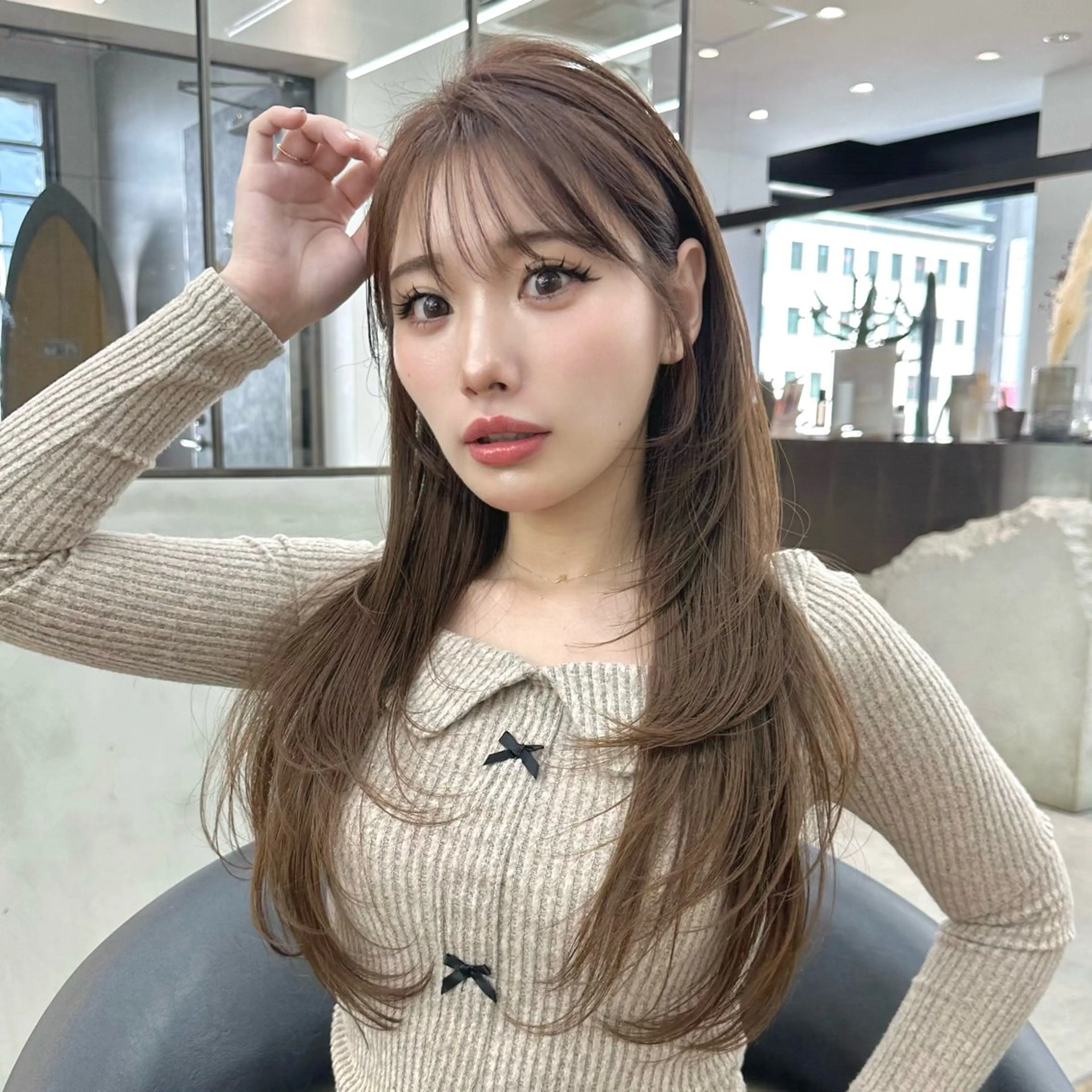 ミディアム カラー カット ヘアカラー トリートメント 縮毛矯正/ レイヤー/橋口のヘアスタイル