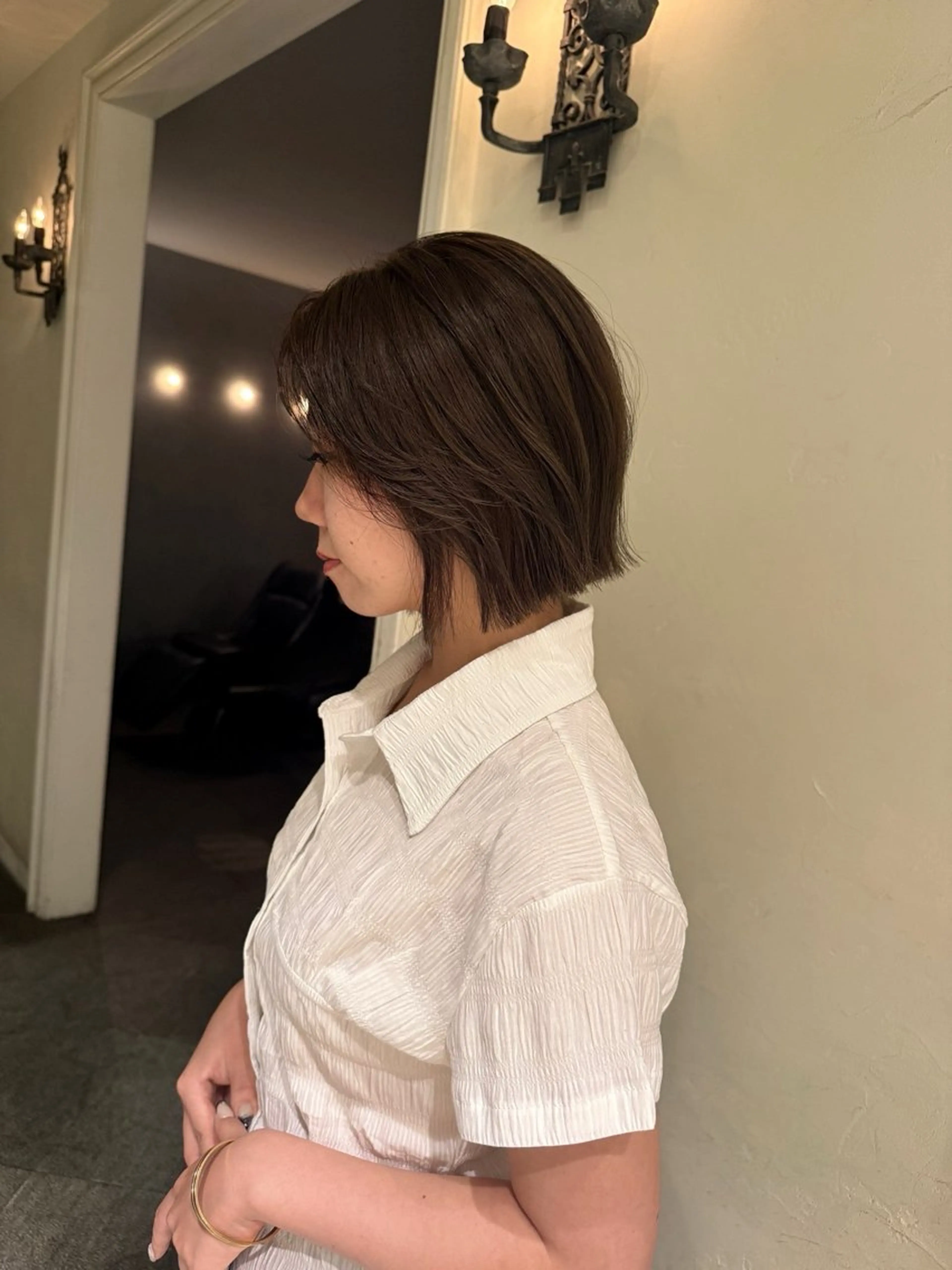 ショート かきあげバング カット ヘアカラー ショート無料カット 募集🩶narumiのヘアスタイル