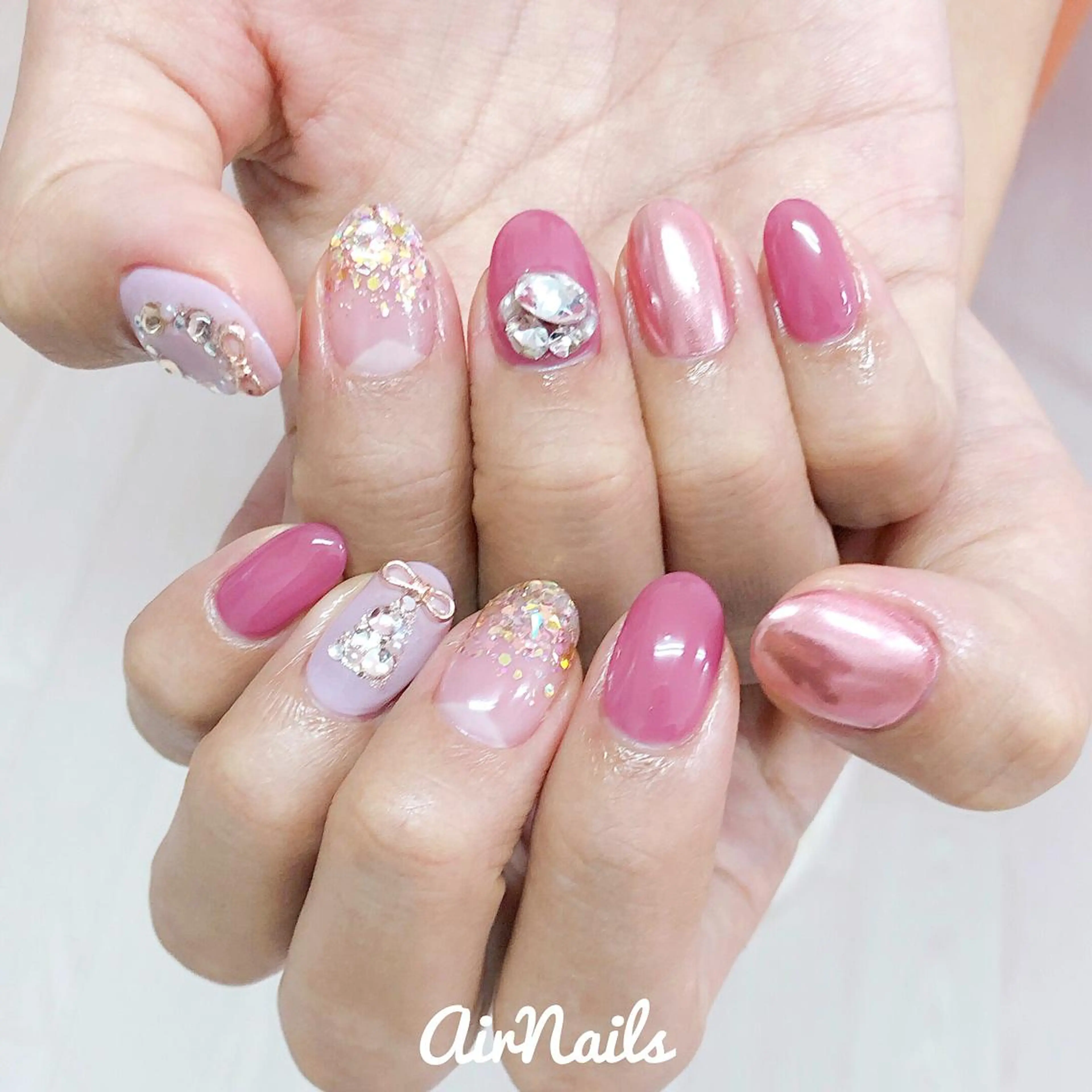 ネイル ピンク 冬ネイル クリスマス ハンドネイル フットネイル ♡ airnails ♡のネイルデザイン