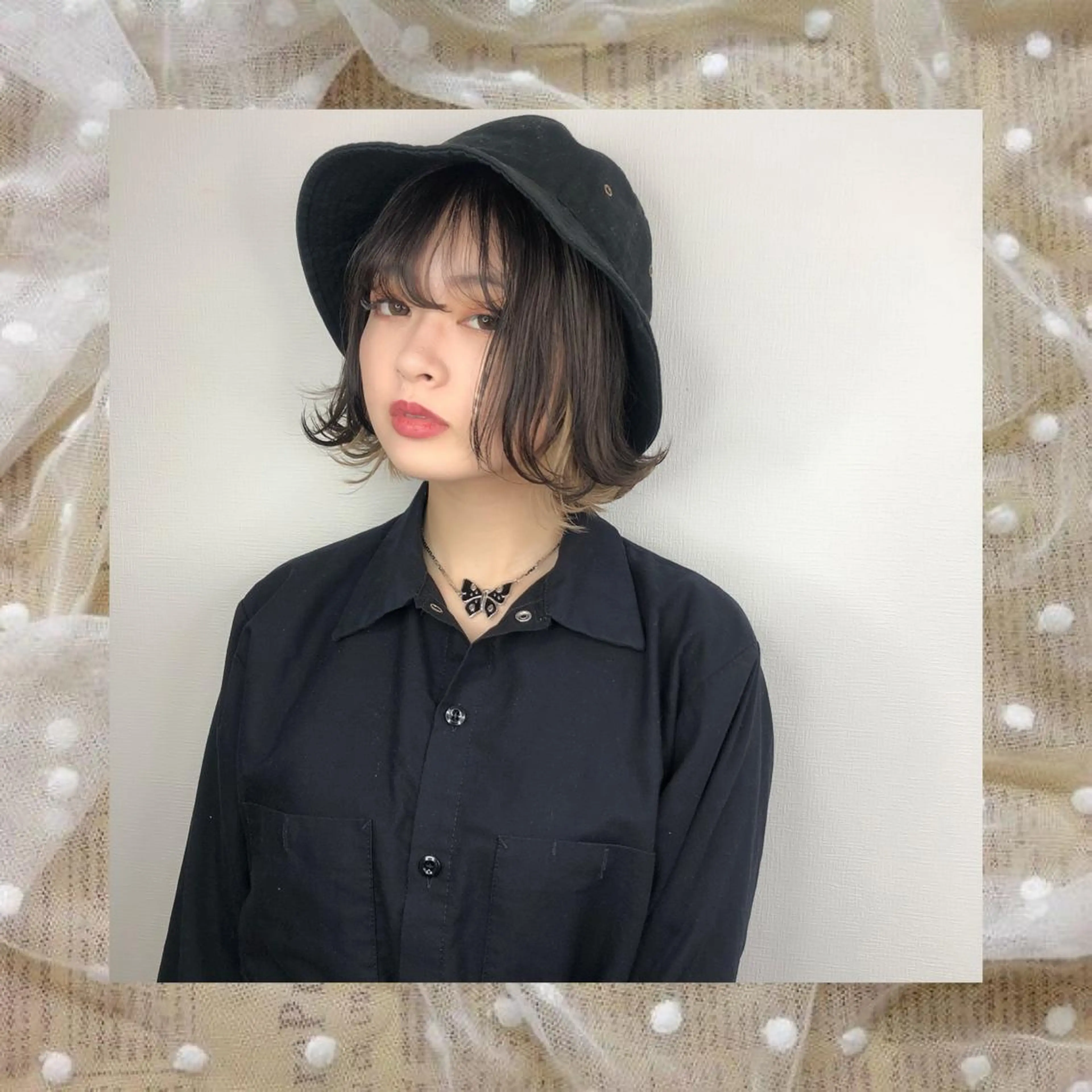 ミディアム カラー ヘアセット 寒色アイドルカラー JUNOチナツのヘアスタイル