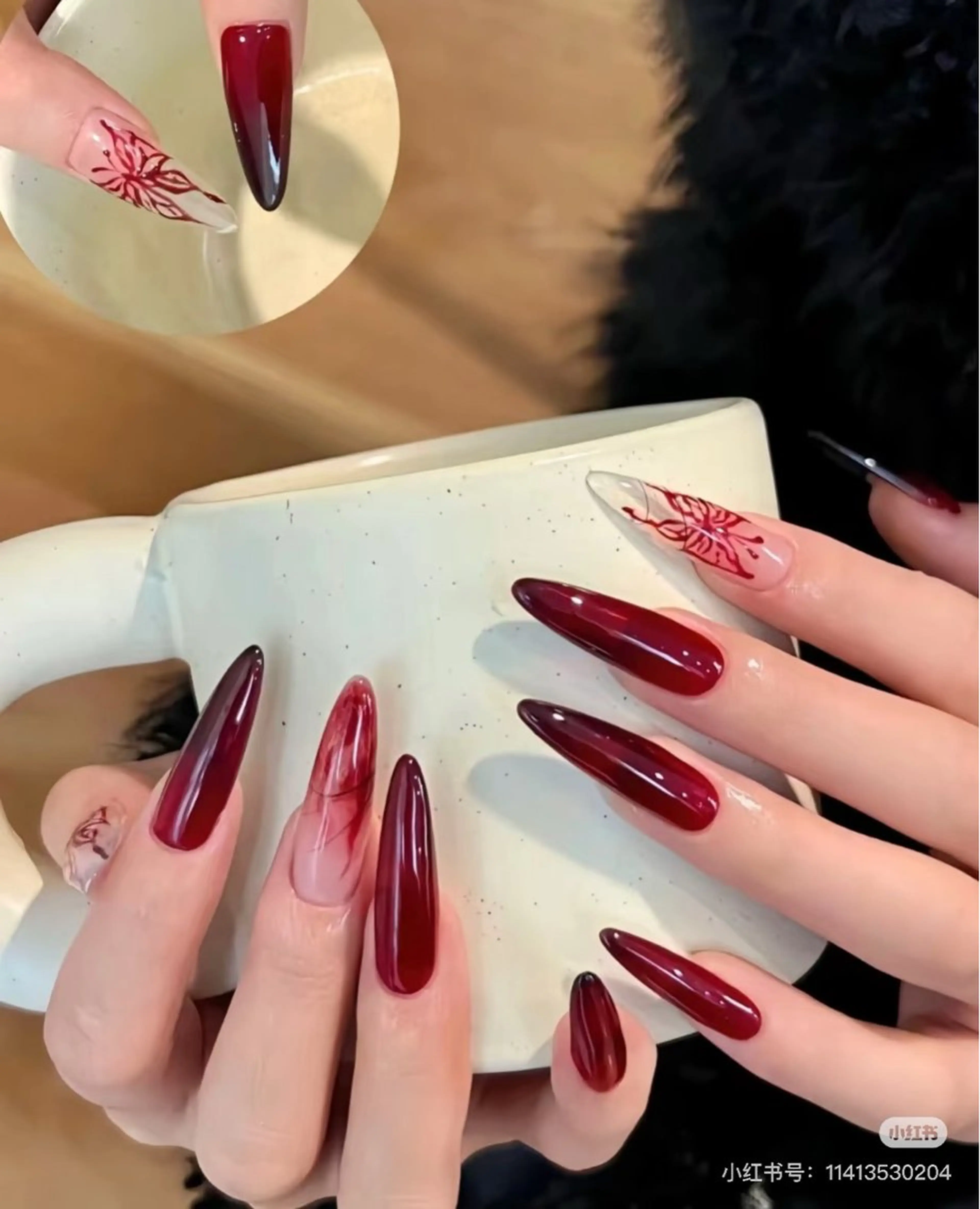 ネイル 成人式 ジェルネイル ロングネイル マグネットネイル 大理石ネイル(マーブル) ハンドネイル Momoa nail salon所属・MoMoA Nail ネイル長さ出し専門店のネイルデザイン