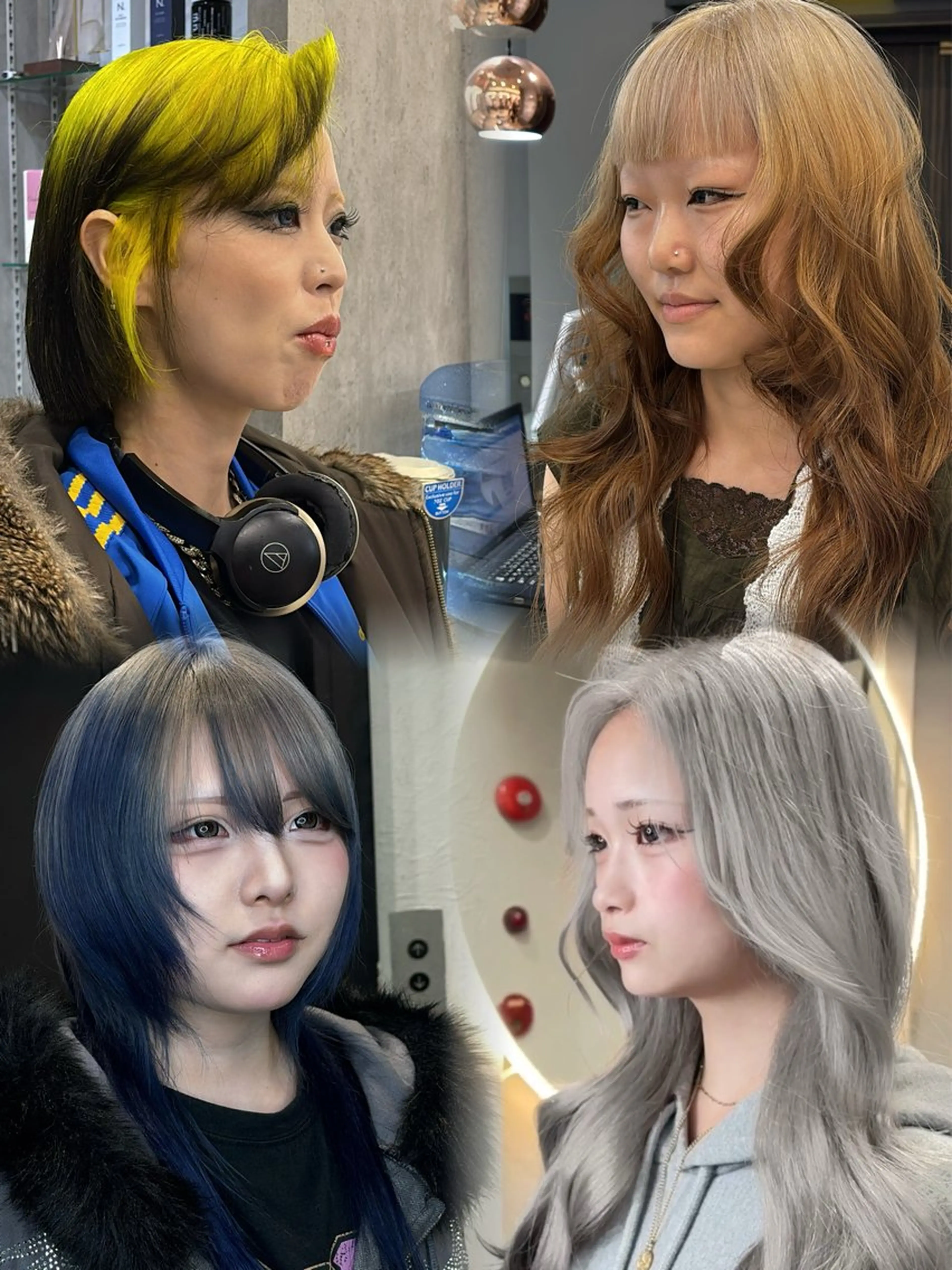 ロング ヘアカラー トリートメント ヘッドスパ ヘアセット 韓国ヘア/ブリーチ無 しWカラー/オリーブのヘアスタイル