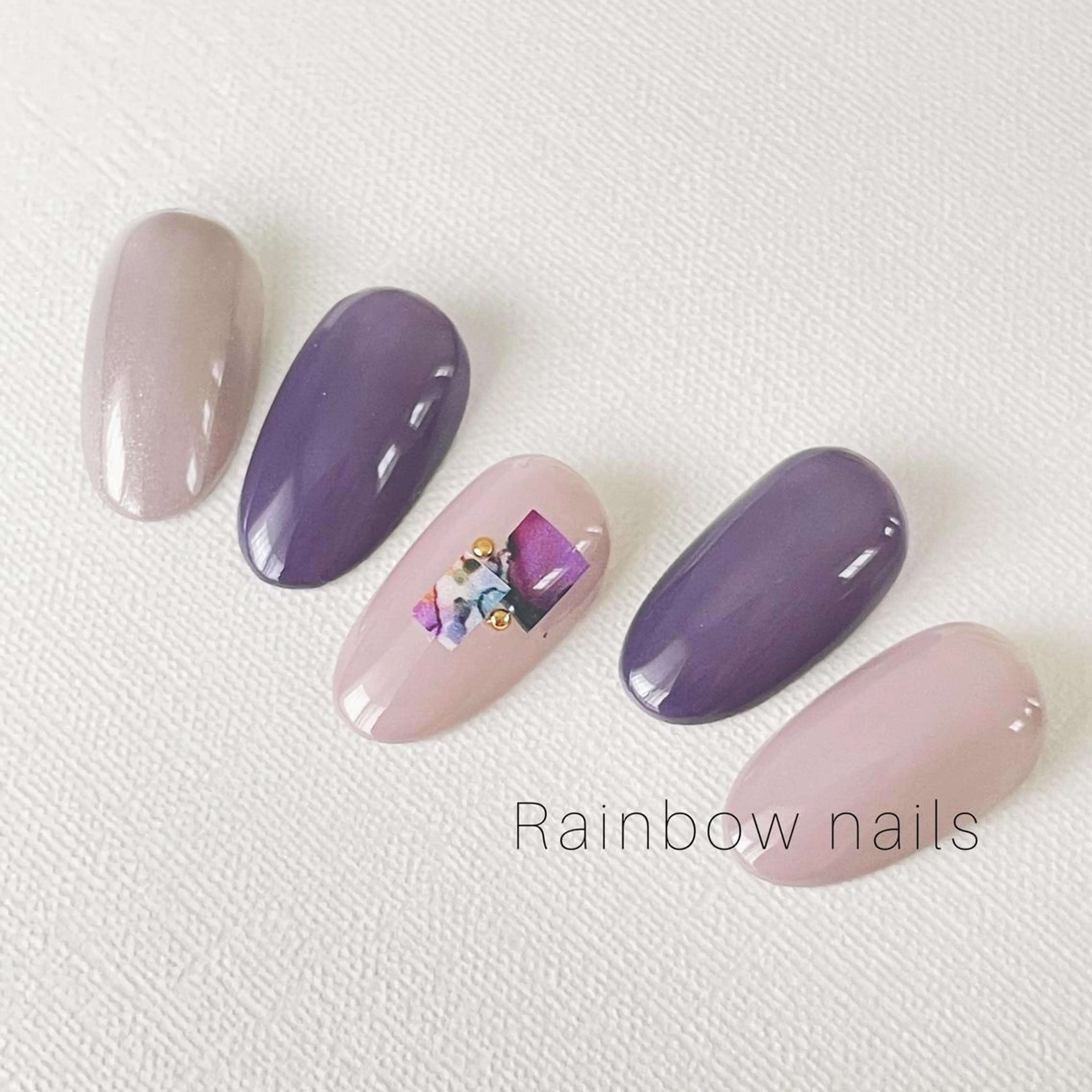 ネイル アートネイル シンプルネイル Rainbow nailsくろちゃんのネイルデザイン