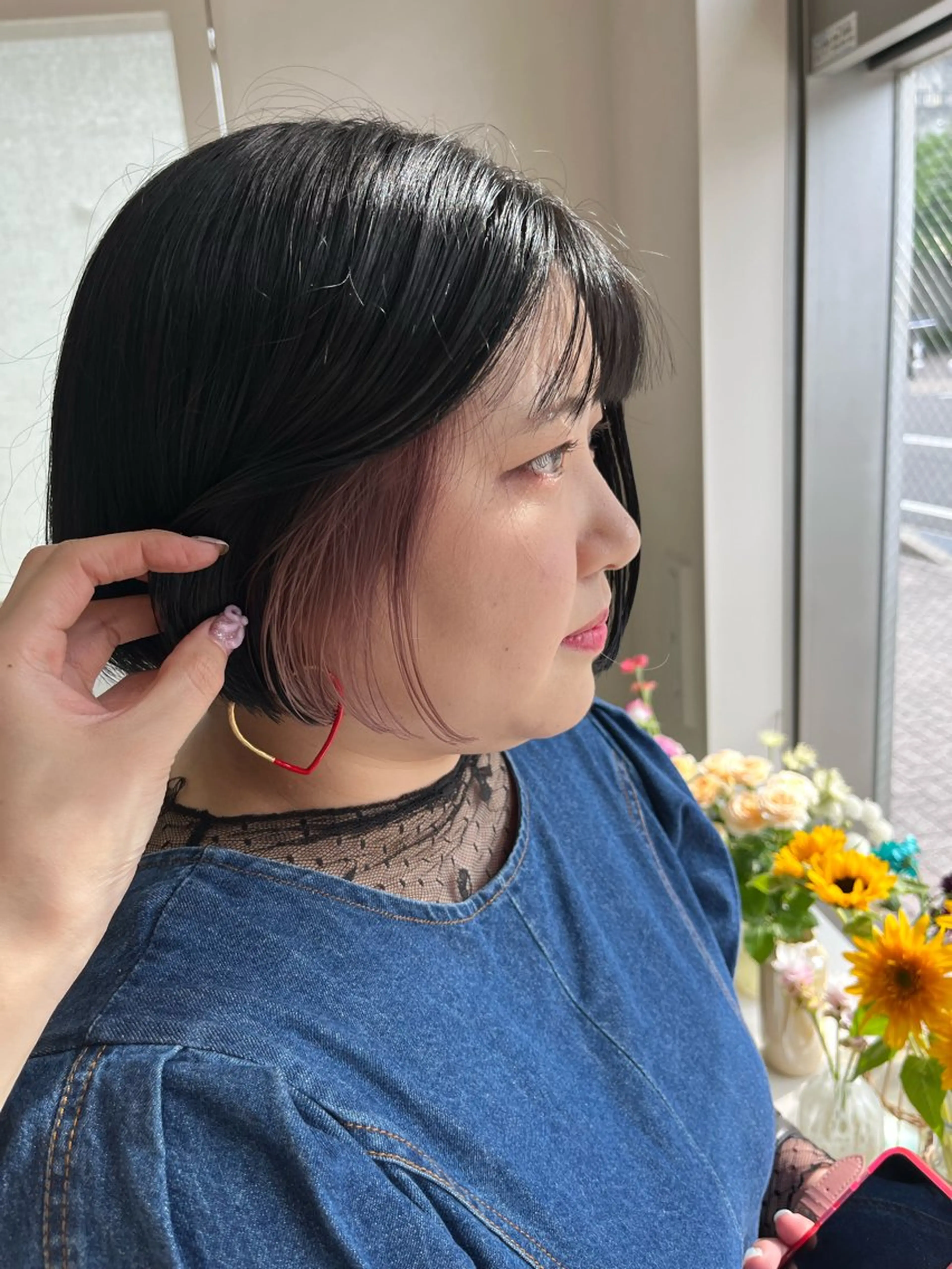 ミディアム カラー ベージュカラー ピンクカラー ピンクベージュ 暖色カラー／ ヘアセット🌛櫻井舞のヘアスタイル