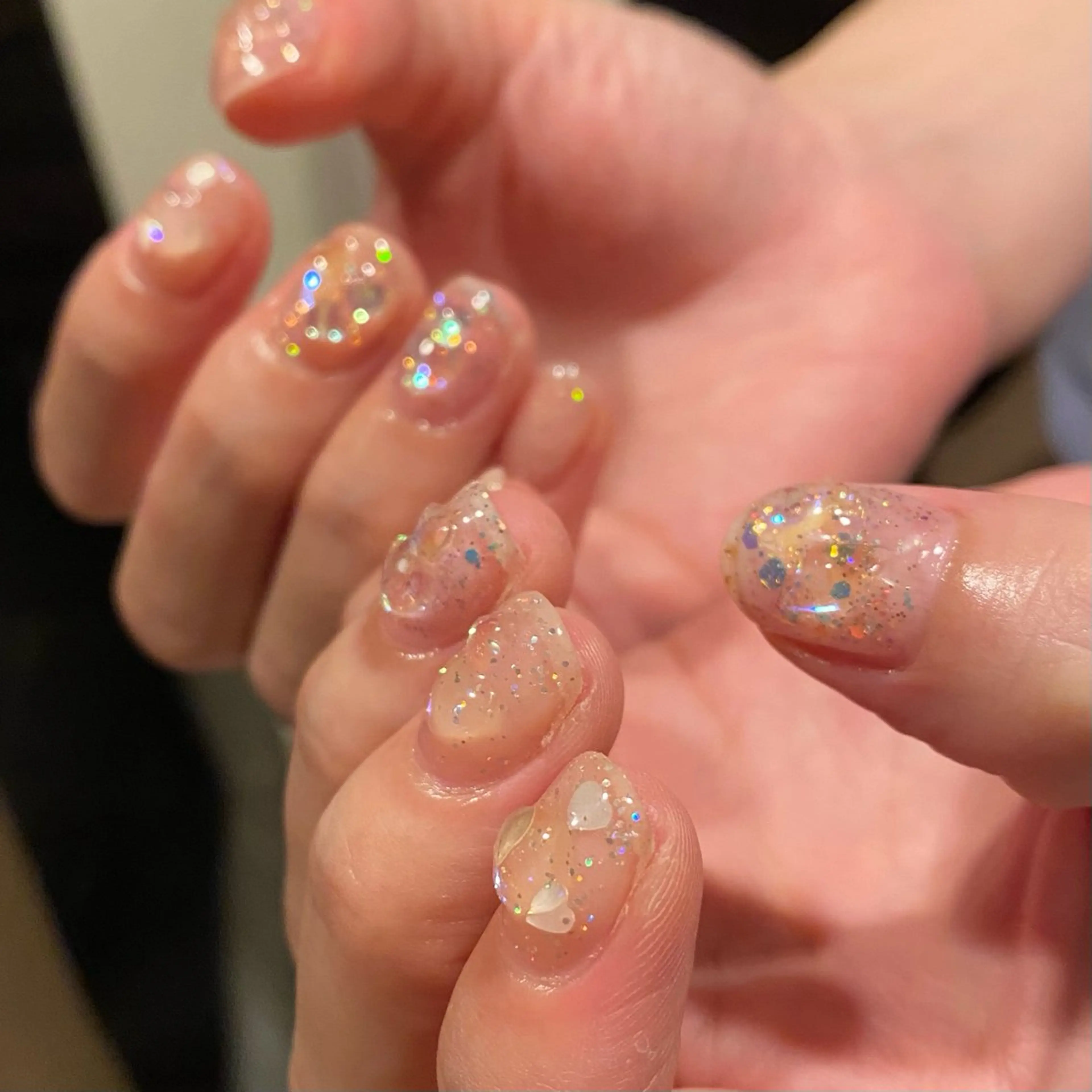 ネイル フラッシュネイル ハート ホログラムネイル 氷ネイル・うるうるネイル ワンホンネイル nail amuseのネイルデザイン