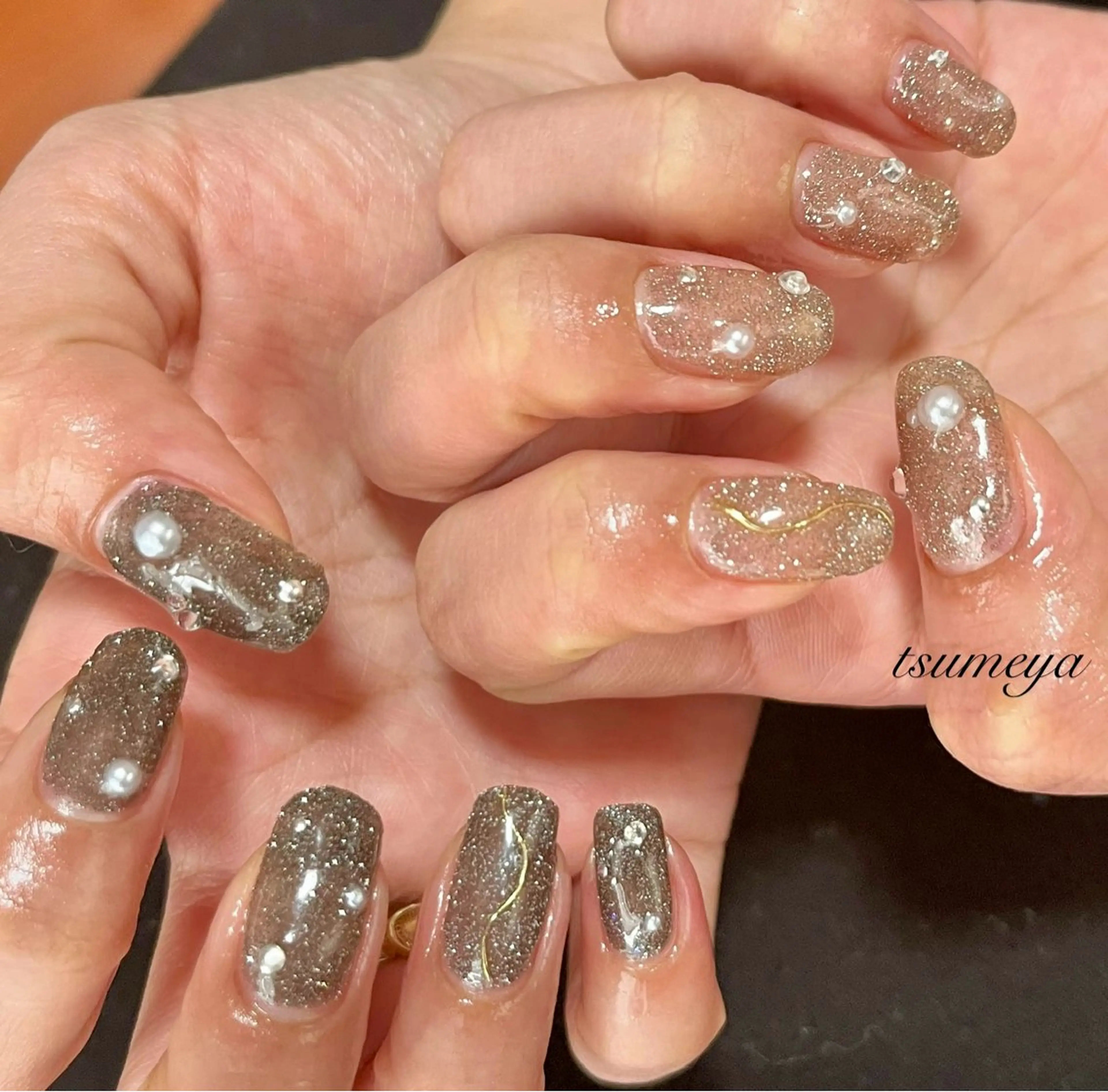 ネイル フラッシュネイル ストーンネイル tsumeya かわいく長持ちネイルのネイルデザイン
