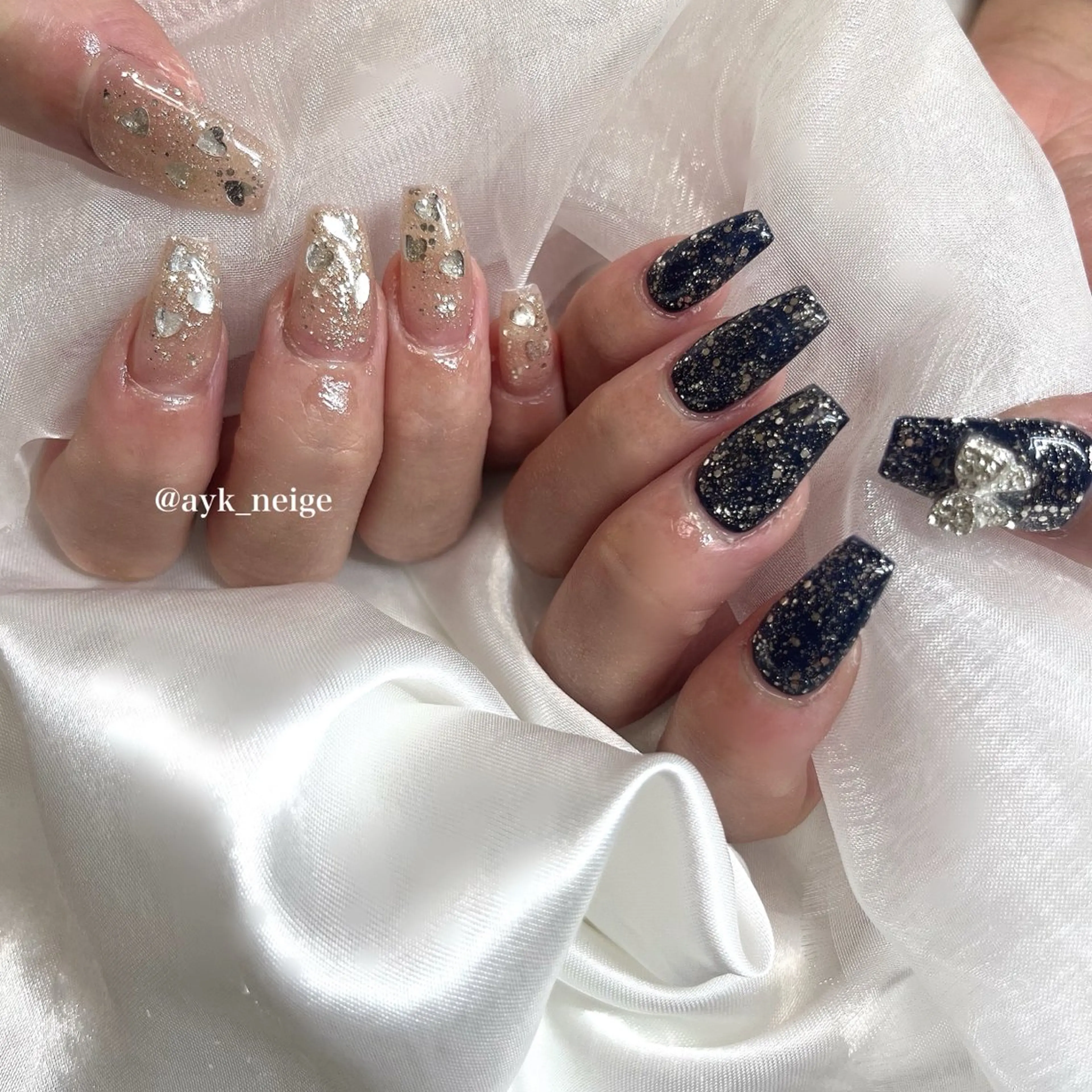 ネイル フットネイル キラキラネイル 韓国ネイル リボン シンプルネイル n'eige nail所属・大谷 綾香のネイルデザイン