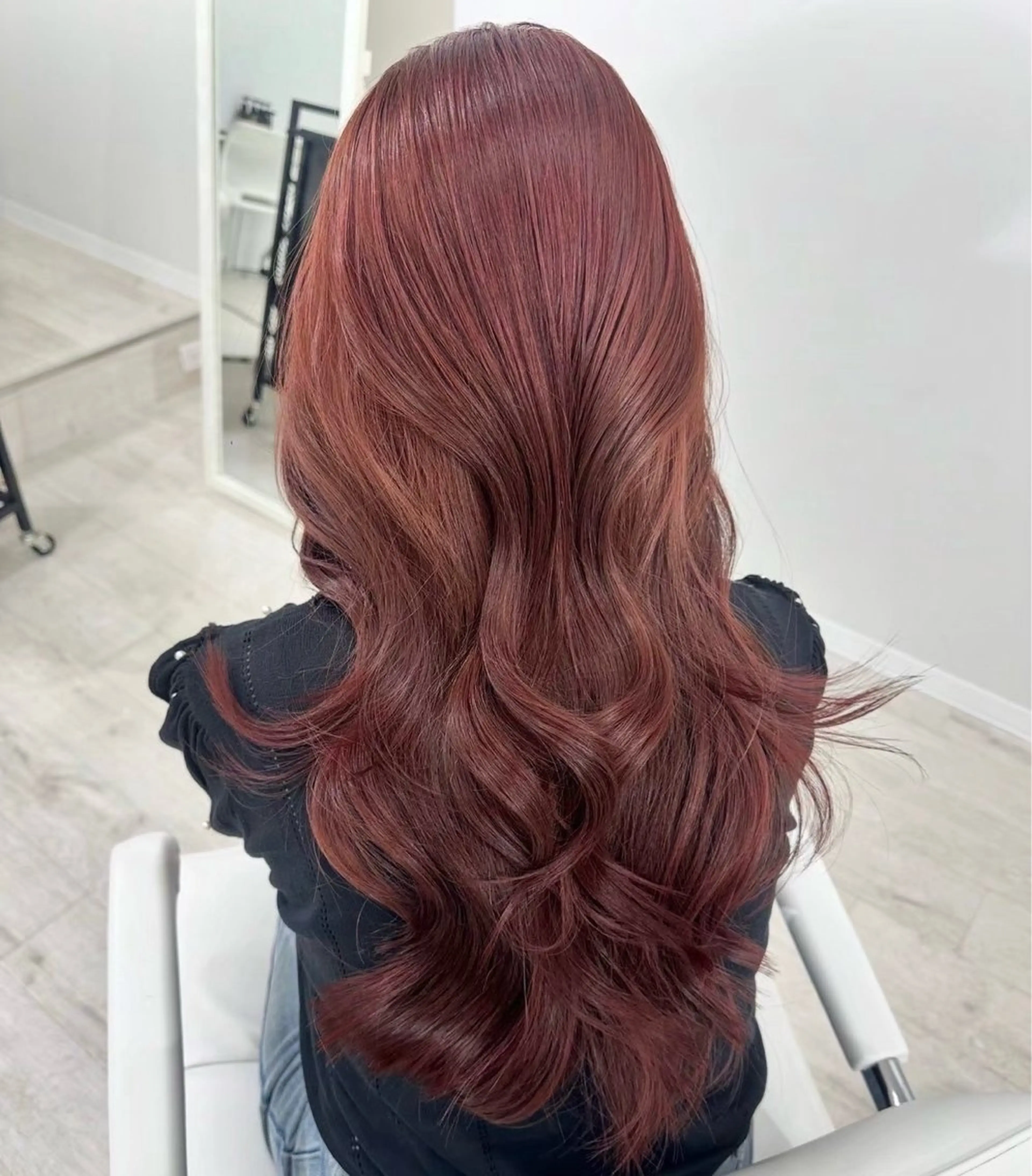 ロング ピンクブラウン 髪質改善 韓国風ヘア ヘアカラー トリートメント Lond Role所属・ブリーチなしカラー shizuka🎀のヘアスタイル