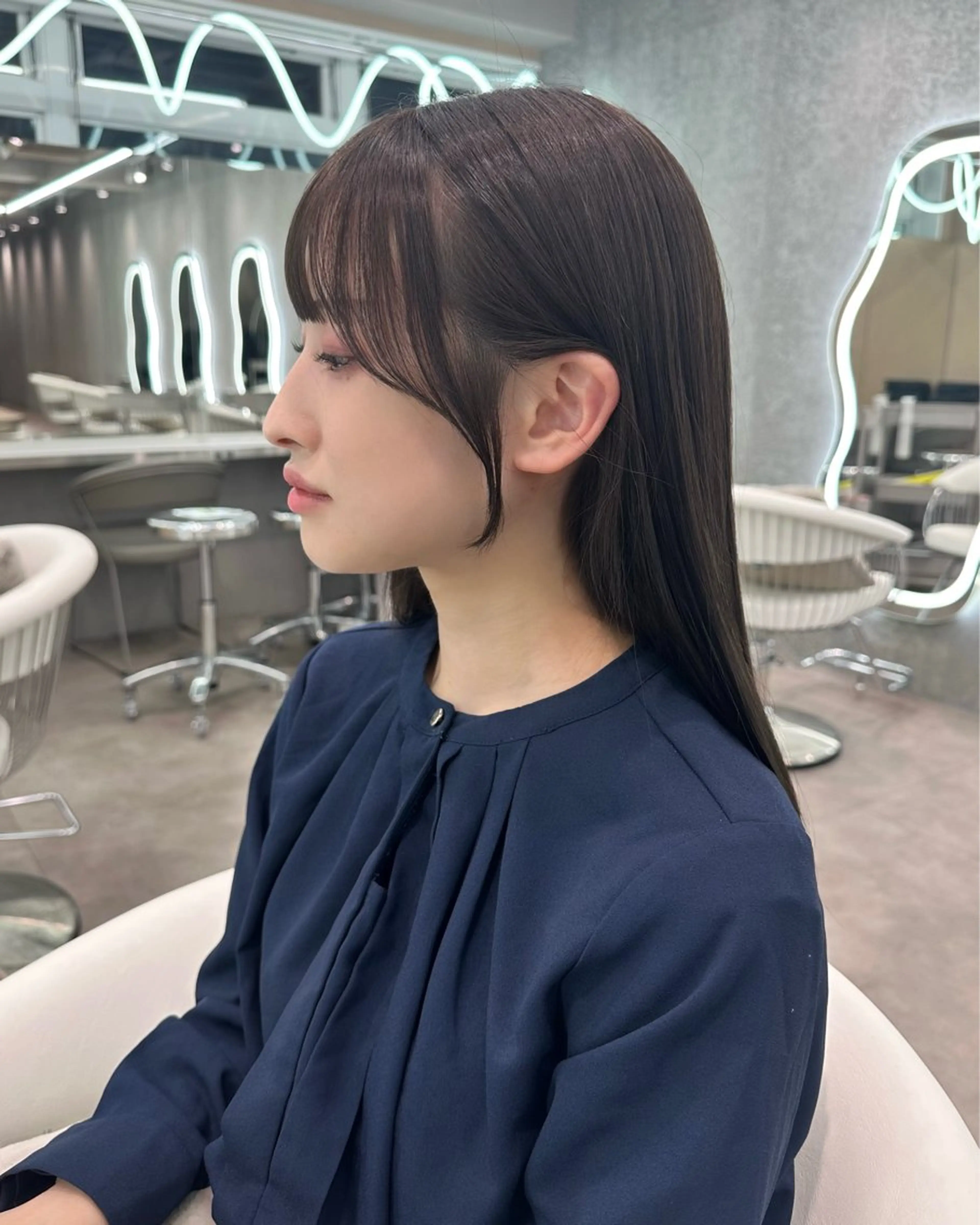 ミディアム カット 縮毛矯正 ブリーチなし髪質改善 🎀はのん 韓国ヘアのヘアスタイル