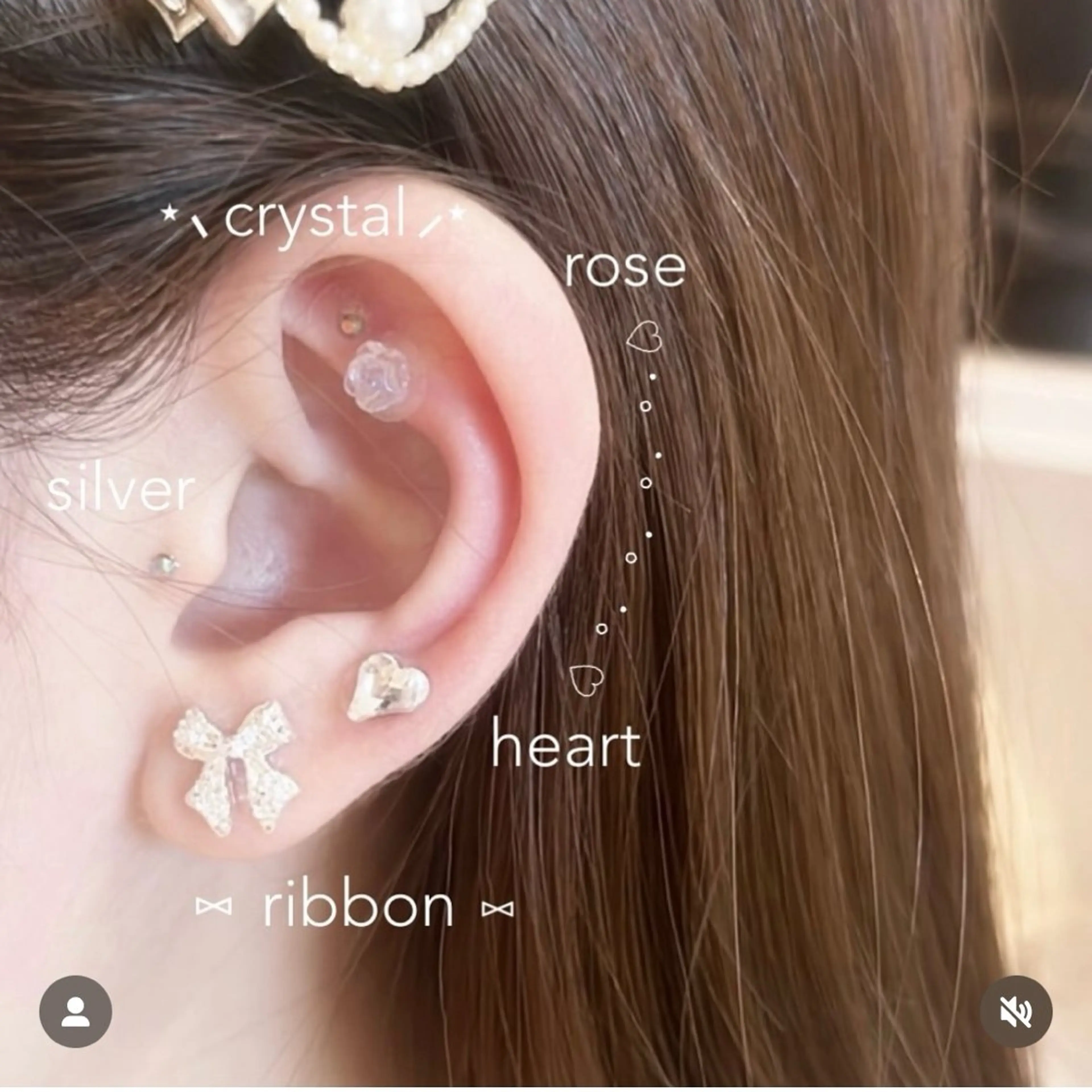 耳ツボジュエリー💎【シンプルコース】両耳１０粒の写真